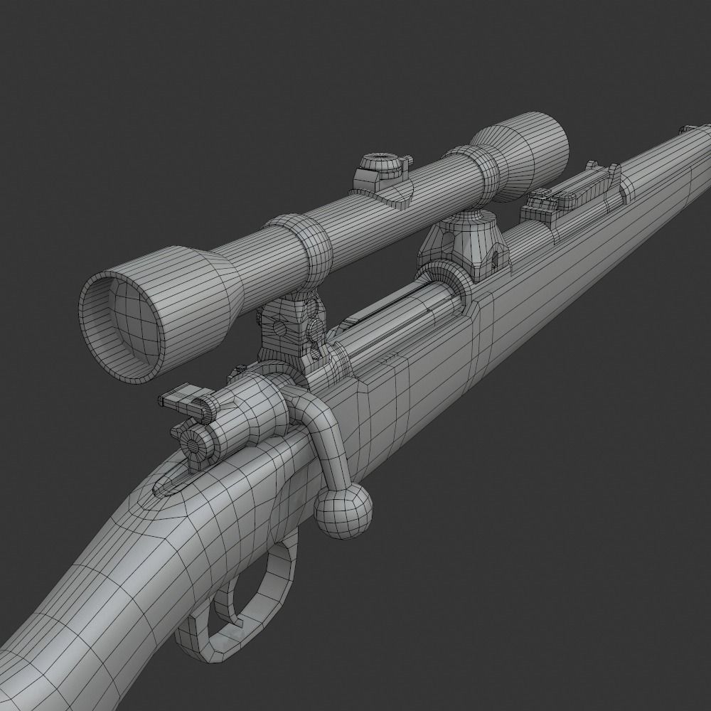 Karabiner 98k Sniper Low-poly 3D model_11