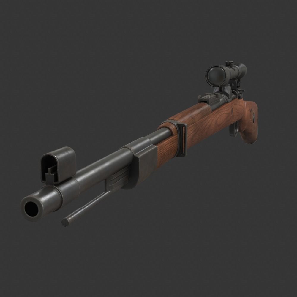 Karabiner 98k Sniper Low-poly 3D model_1