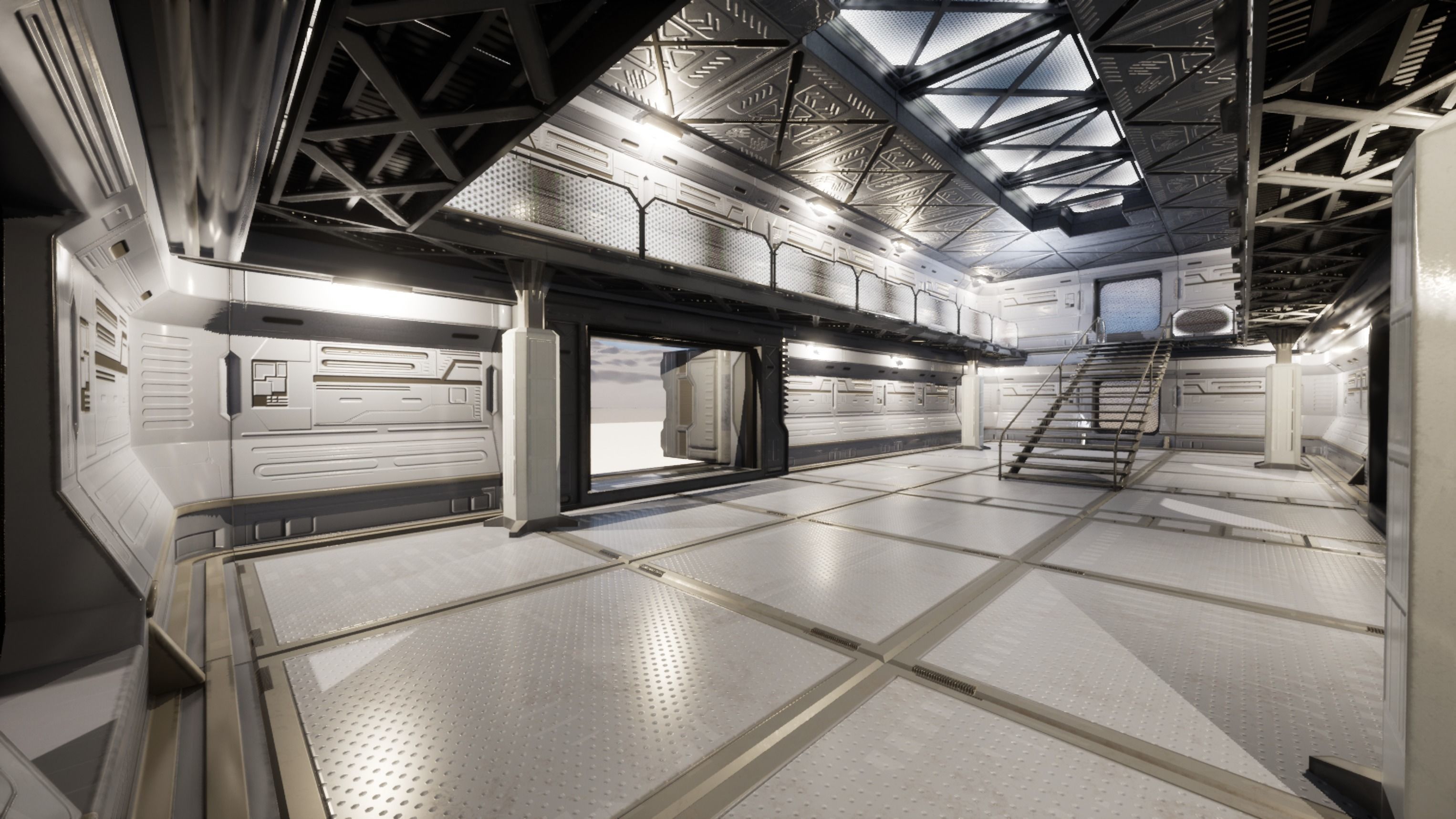 SCIFI modules kitbash Military Base Building Kit Cyberpunk Low-poly 3D model_11