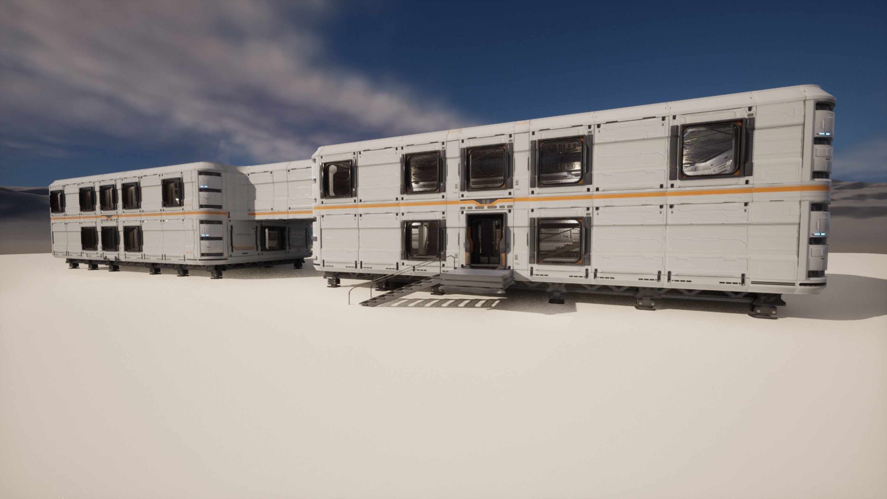 SCIFI modules kitbash Military Base Building Kit Cyberpunk Low-poly 3D model_8