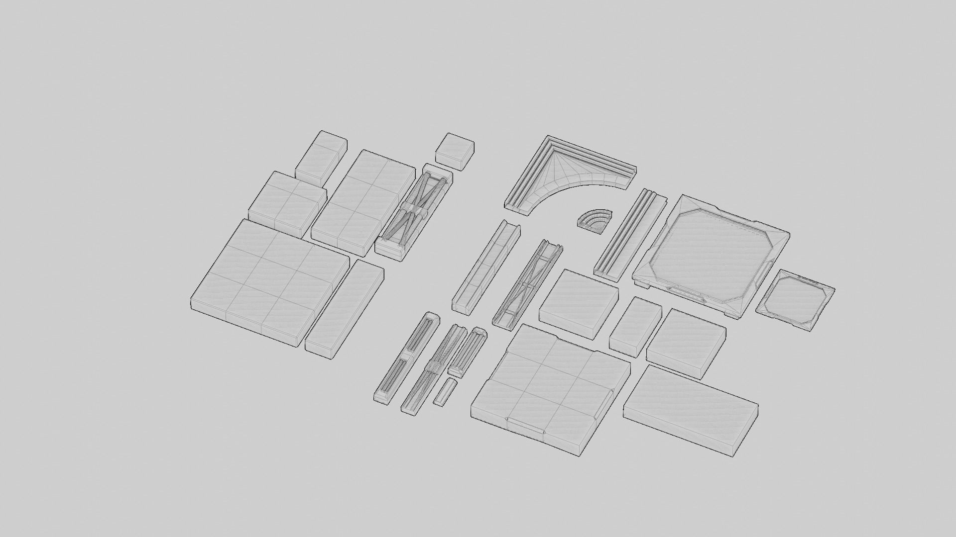 SCIFI modules kitbash Military Base Building Kit Cyberpunk Low-poly 3D model_17