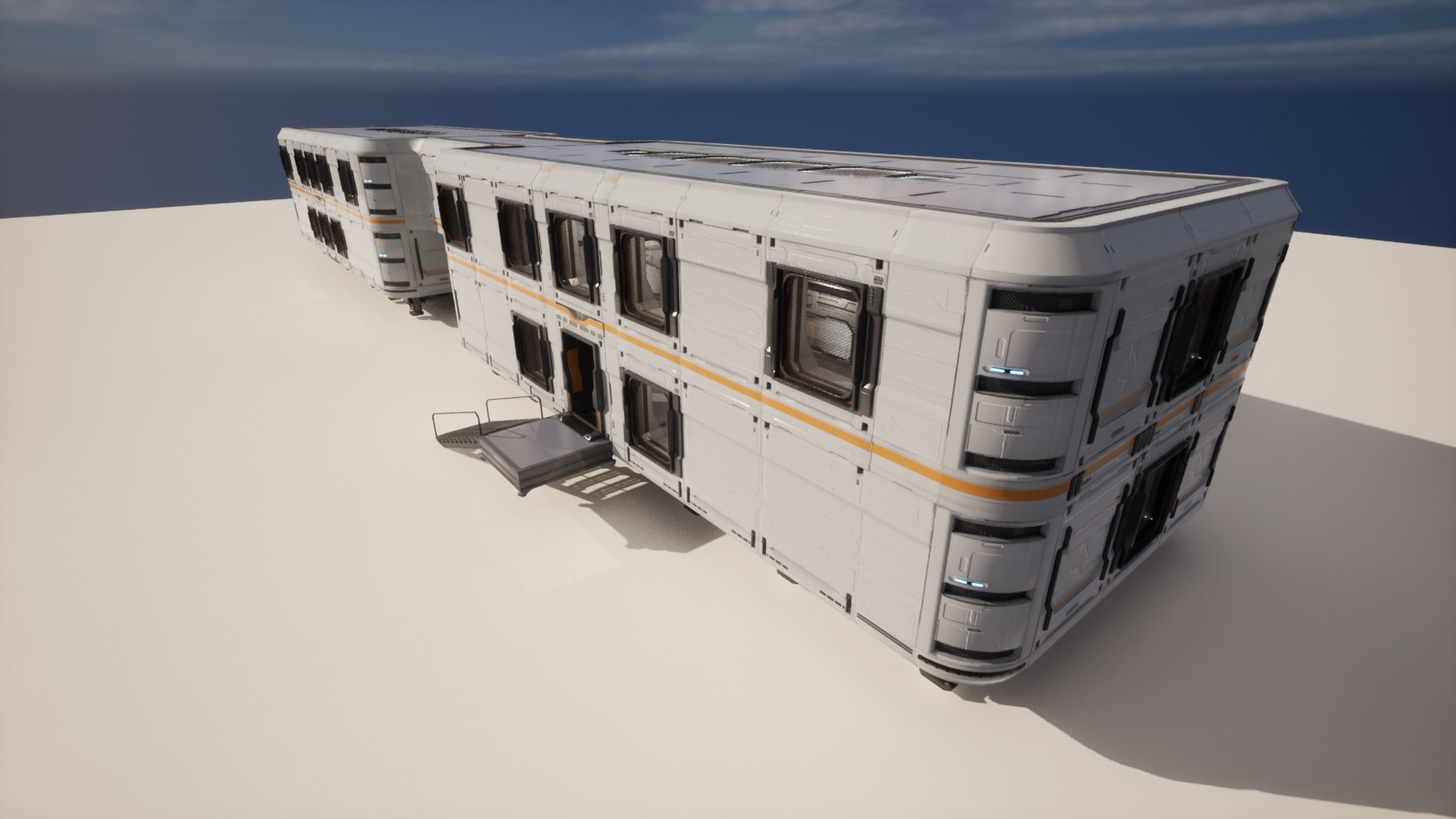 SCIFI modules kitbash Military Base Building Kit Cyberpunk Low-poly 3D model_4