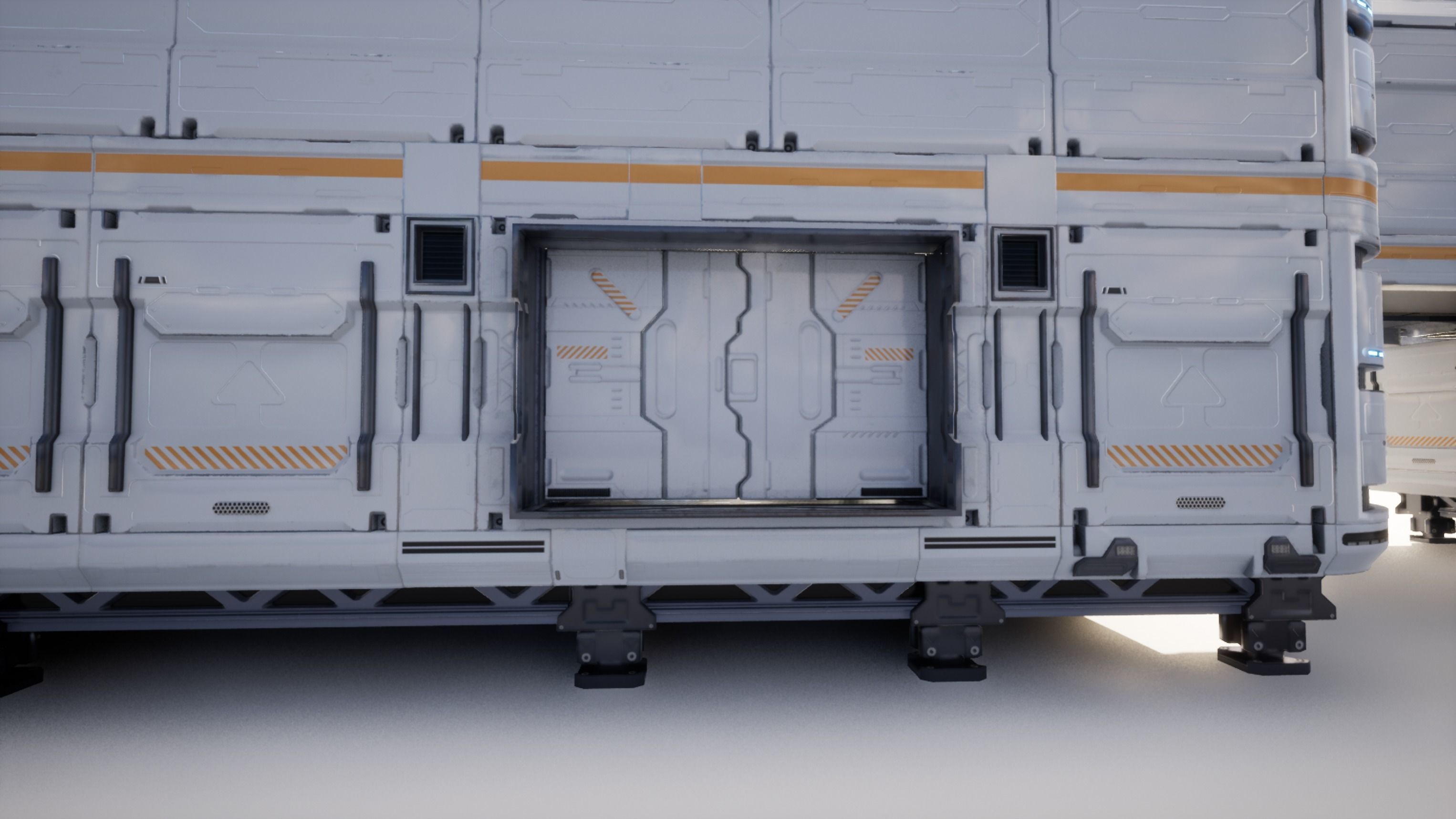 SCIFI modules kitbash Military Base Building Kit Cyberpunk Low-poly 3D model_7