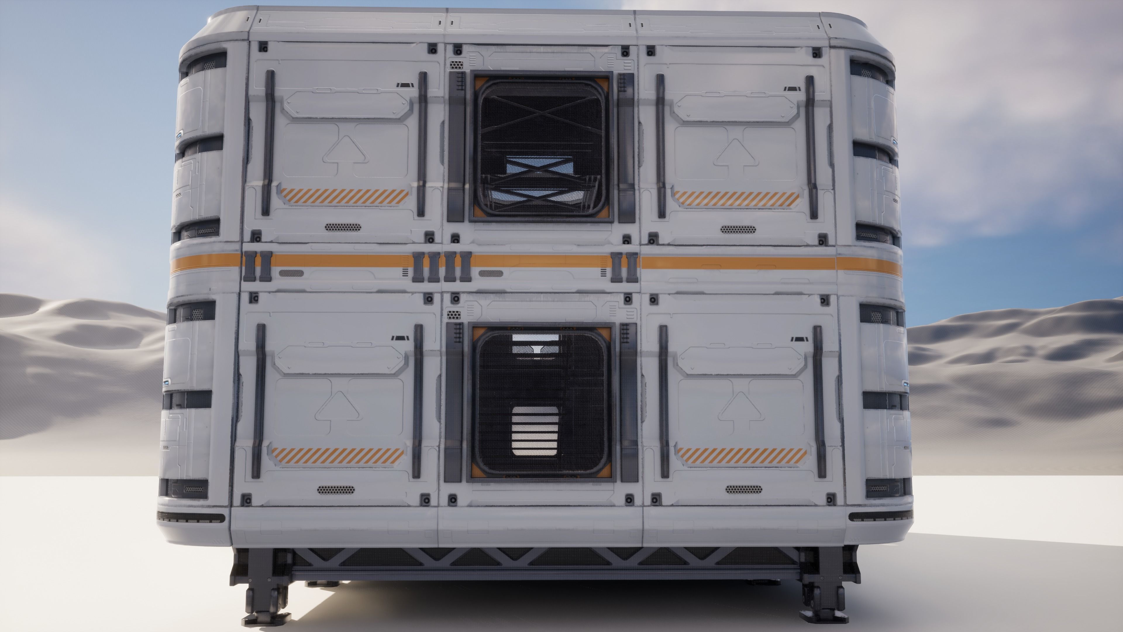 SCIFI modules kitbash Military Base Building Kit Cyberpunk Low-poly 3D model_3