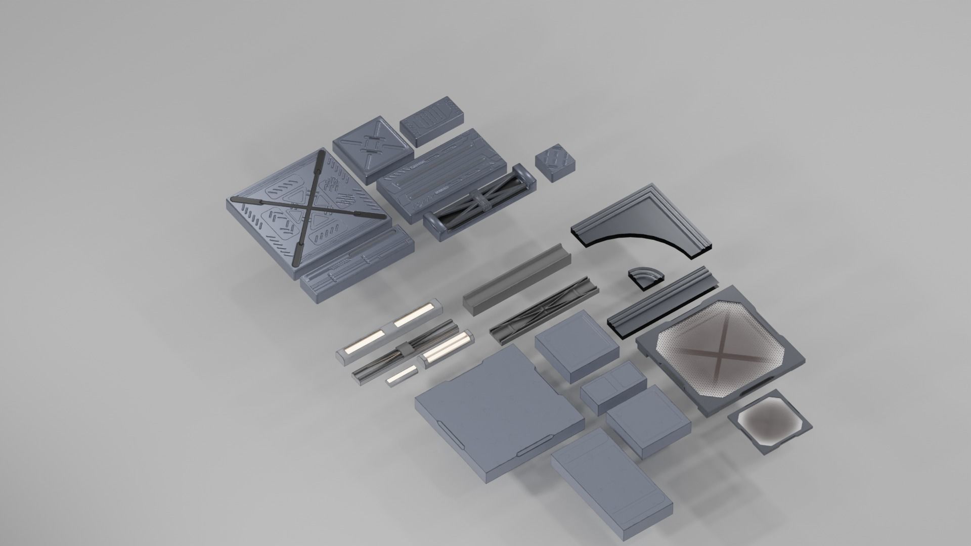 SCIFI modules kitbash Military Base Building Kit Cyberpunk Low-poly 3D model_18