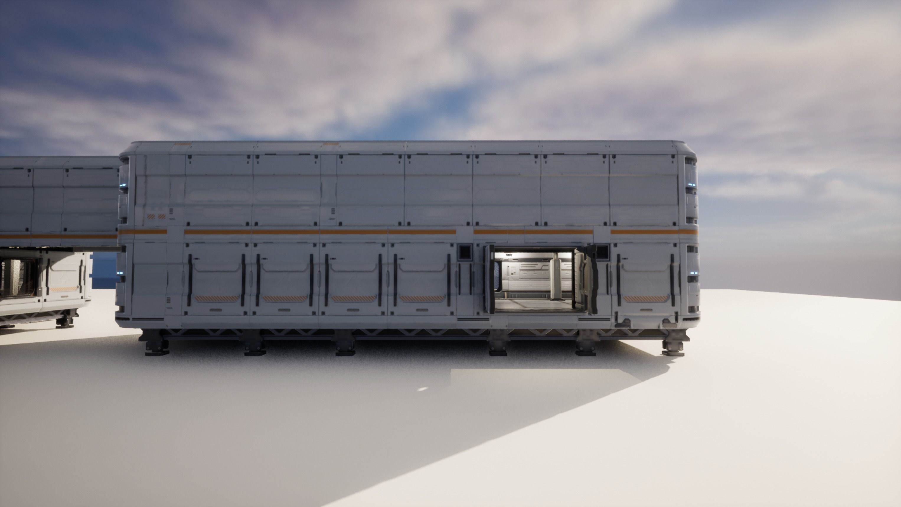 SCIFI modules kitbash Military Base Building Kit Cyberpunk Low-poly 3D model_6