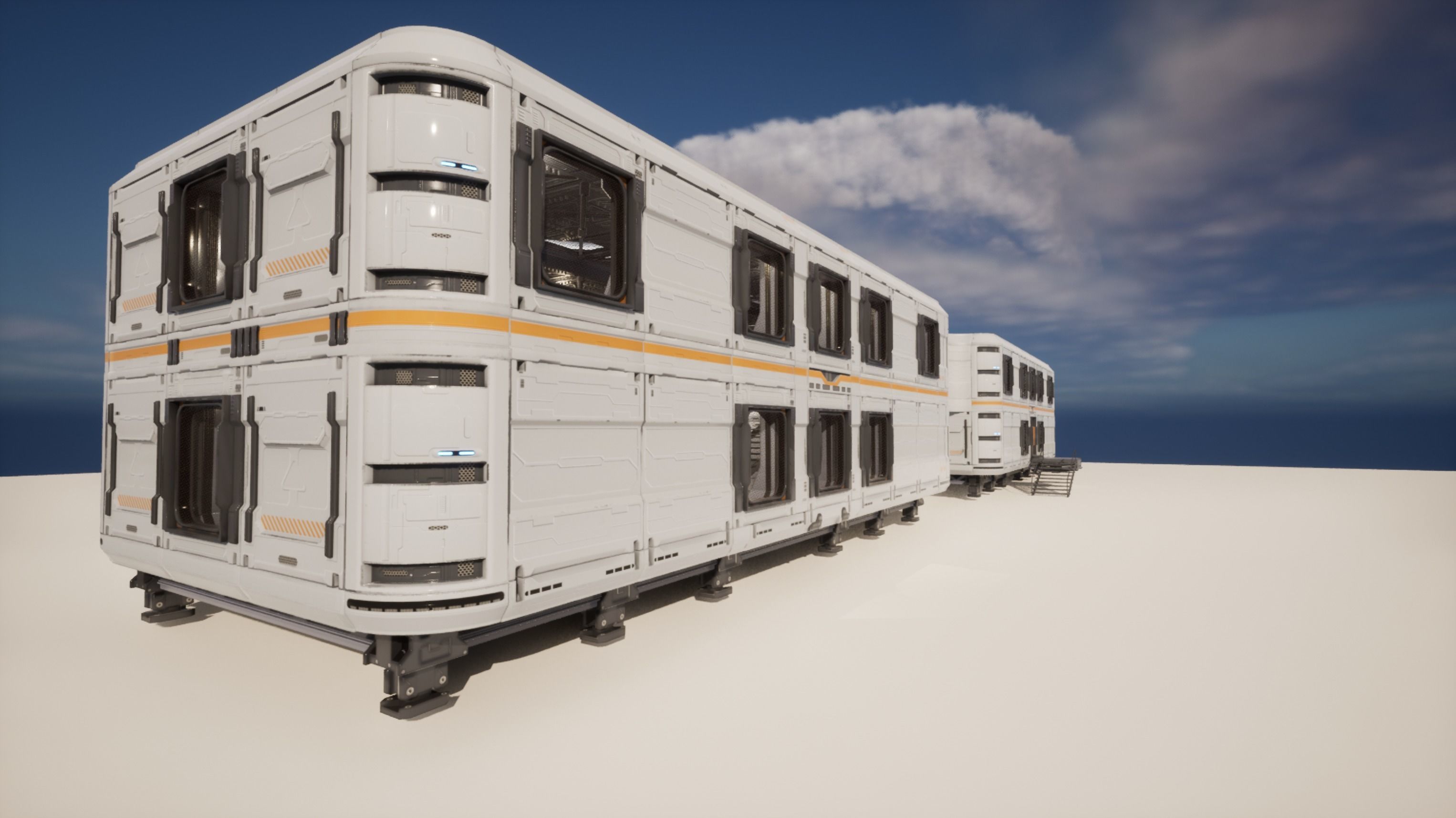 SCIFI modules kitbash Military Base Building Kit Cyberpunk Low-poly 3D model_5