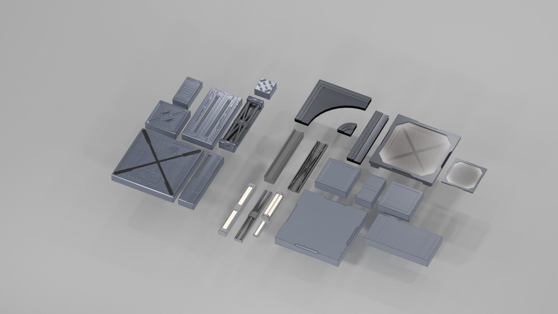 SCIFI modules kitbash Military Base Building Kit Cyberpunk Low-poly 3D model_16