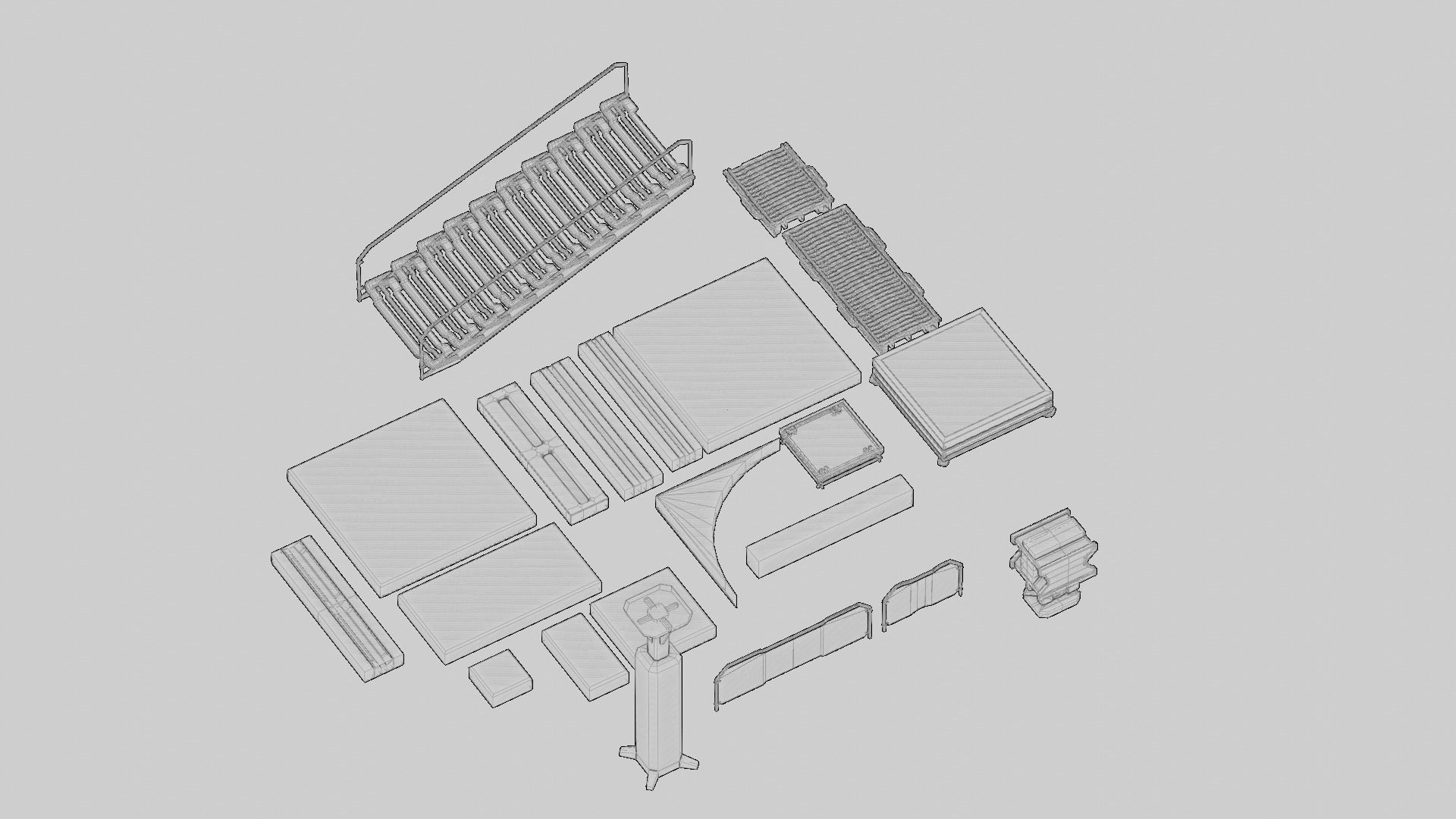 SCIFI modules kitbash Military Base Building Kit Cyberpunk Low-poly 3D model_13