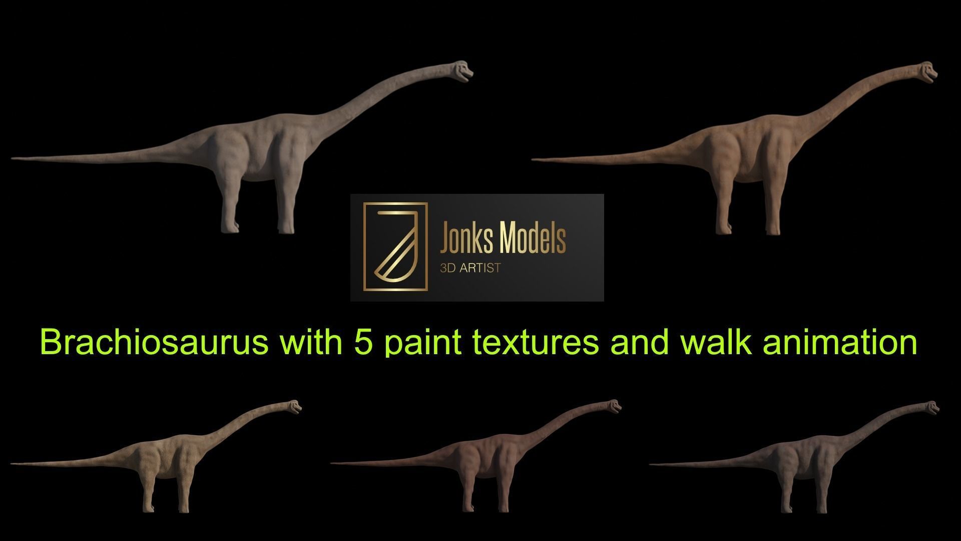 Dinosaur Brachiosaurus Sauropod Low-poly 3D model_2