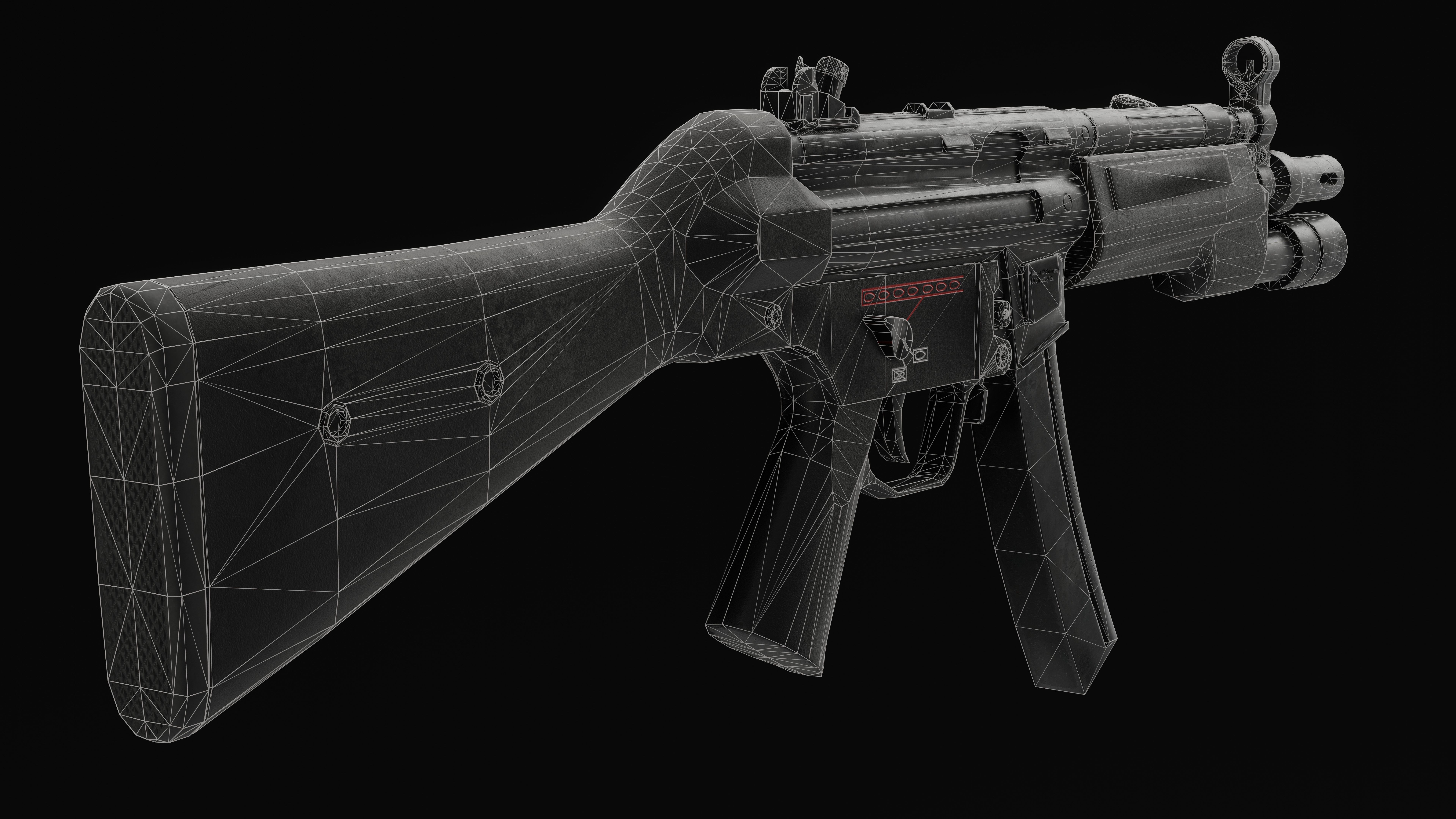 MP5a4 SMG Low-poly 3D model_4