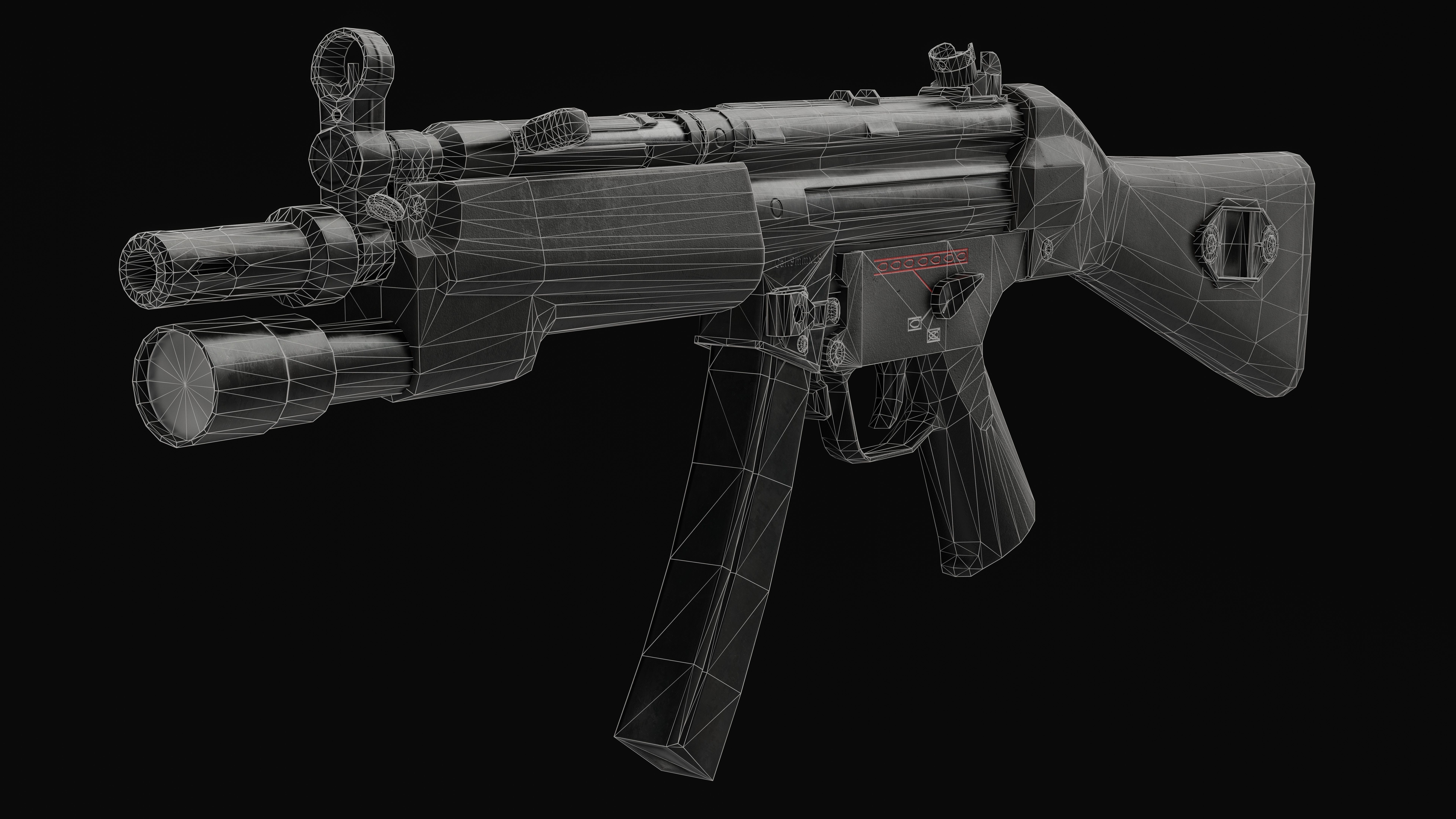 MP5a4 SMG Low-poly 3D model_3