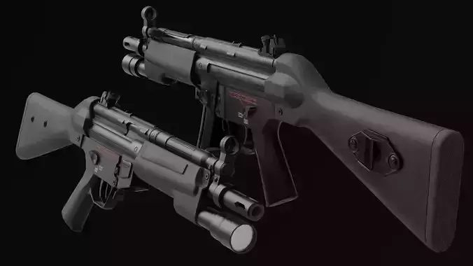 MP5a4 SMG Low-poly 3D model