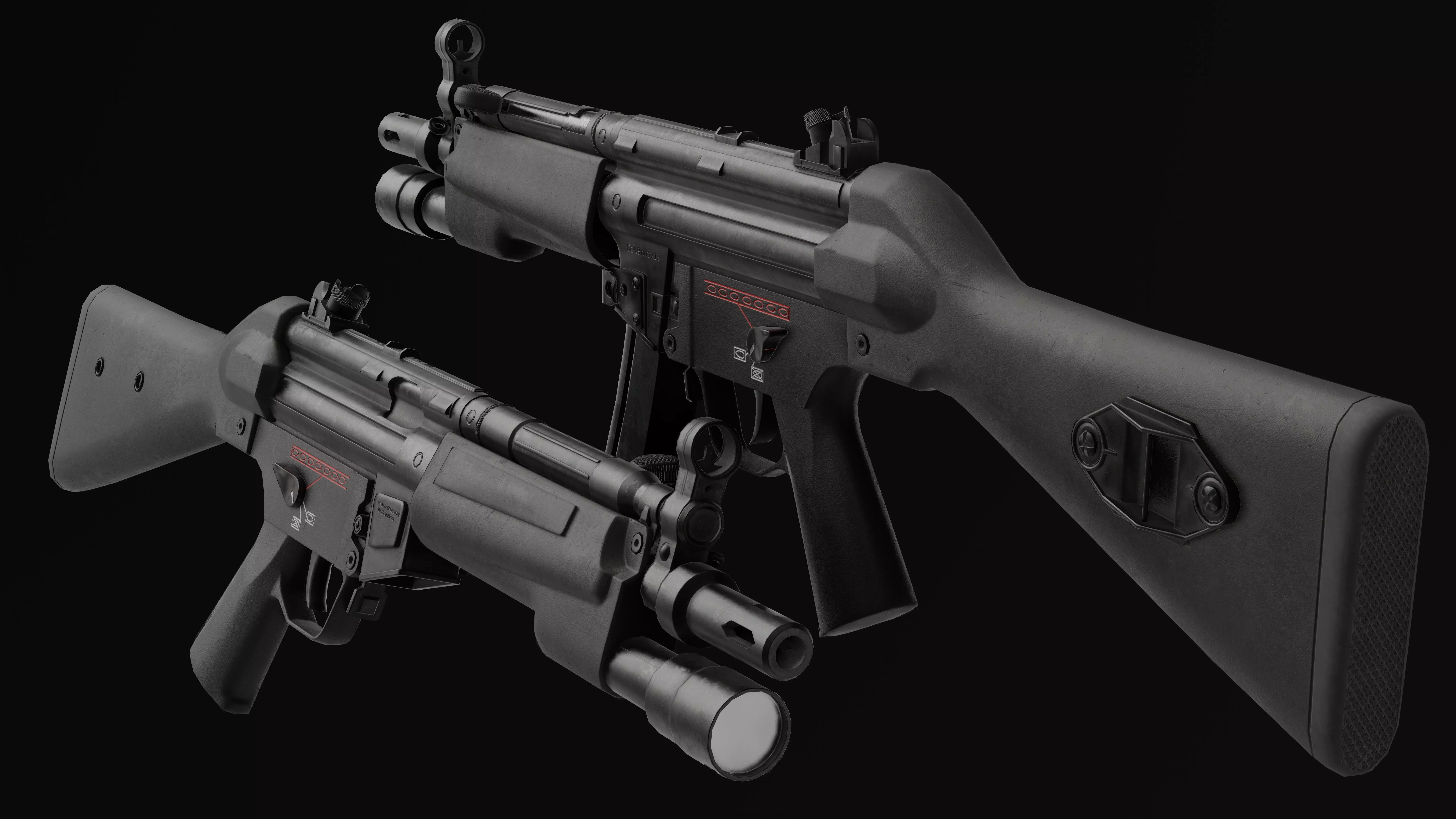 MP5a4 SMG Low-poly 3D model_0