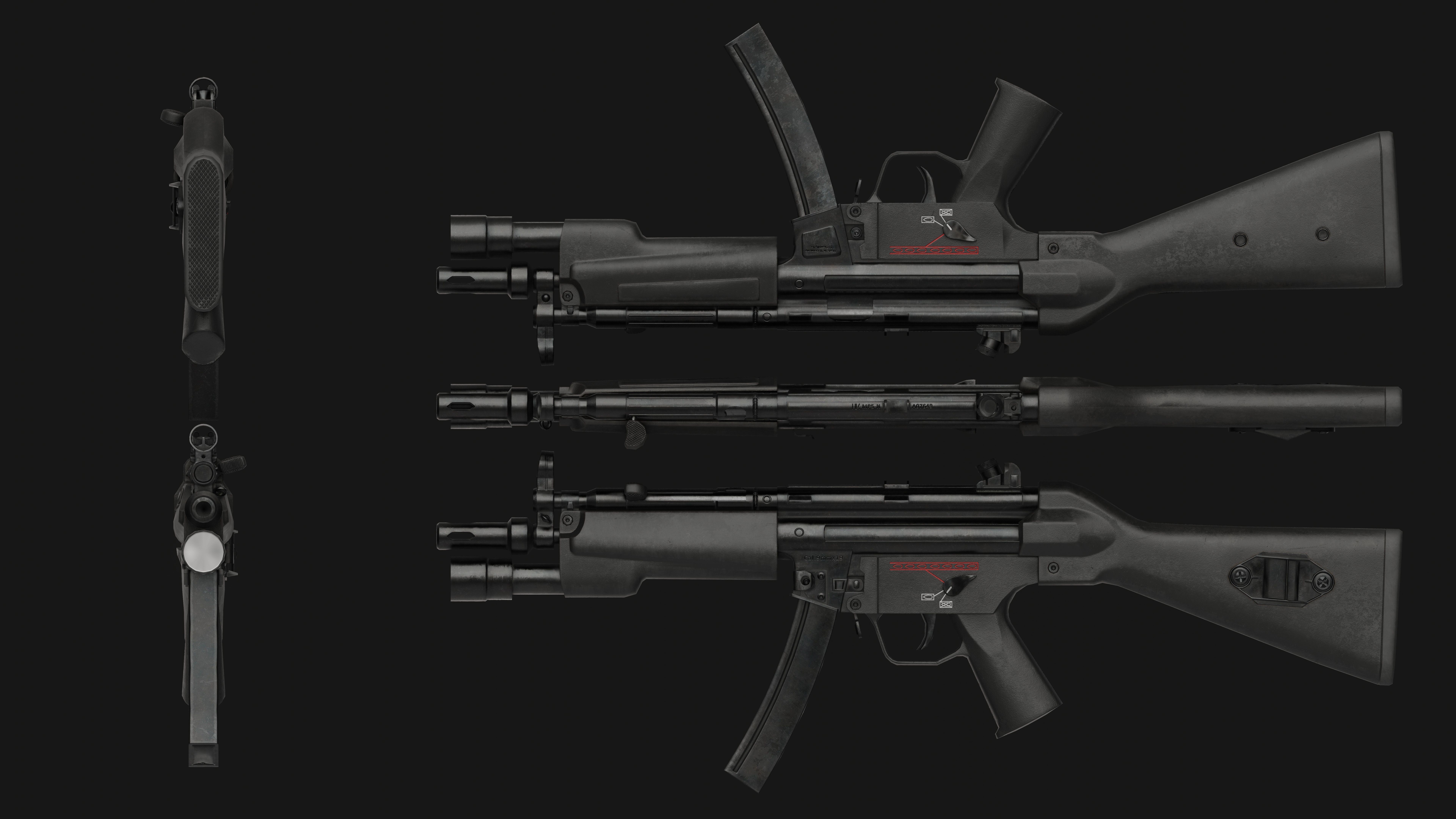 MP5a4 SMG Low-poly 3D model_2