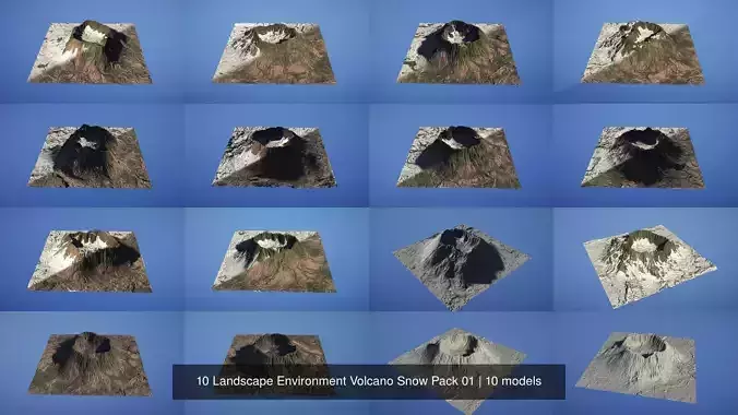 10 Landscape Environment Volcano Snow Pack 01 3D Model Collection