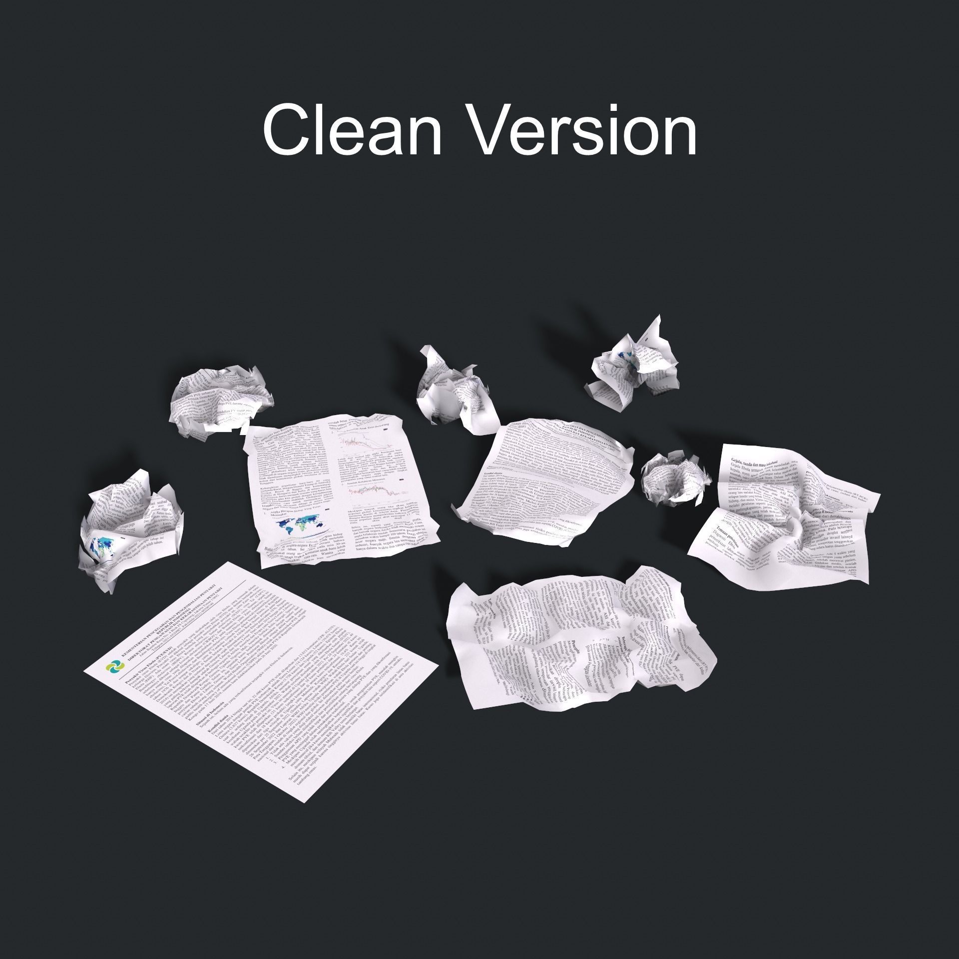 Crumpled paper Low-poly 3D model_26