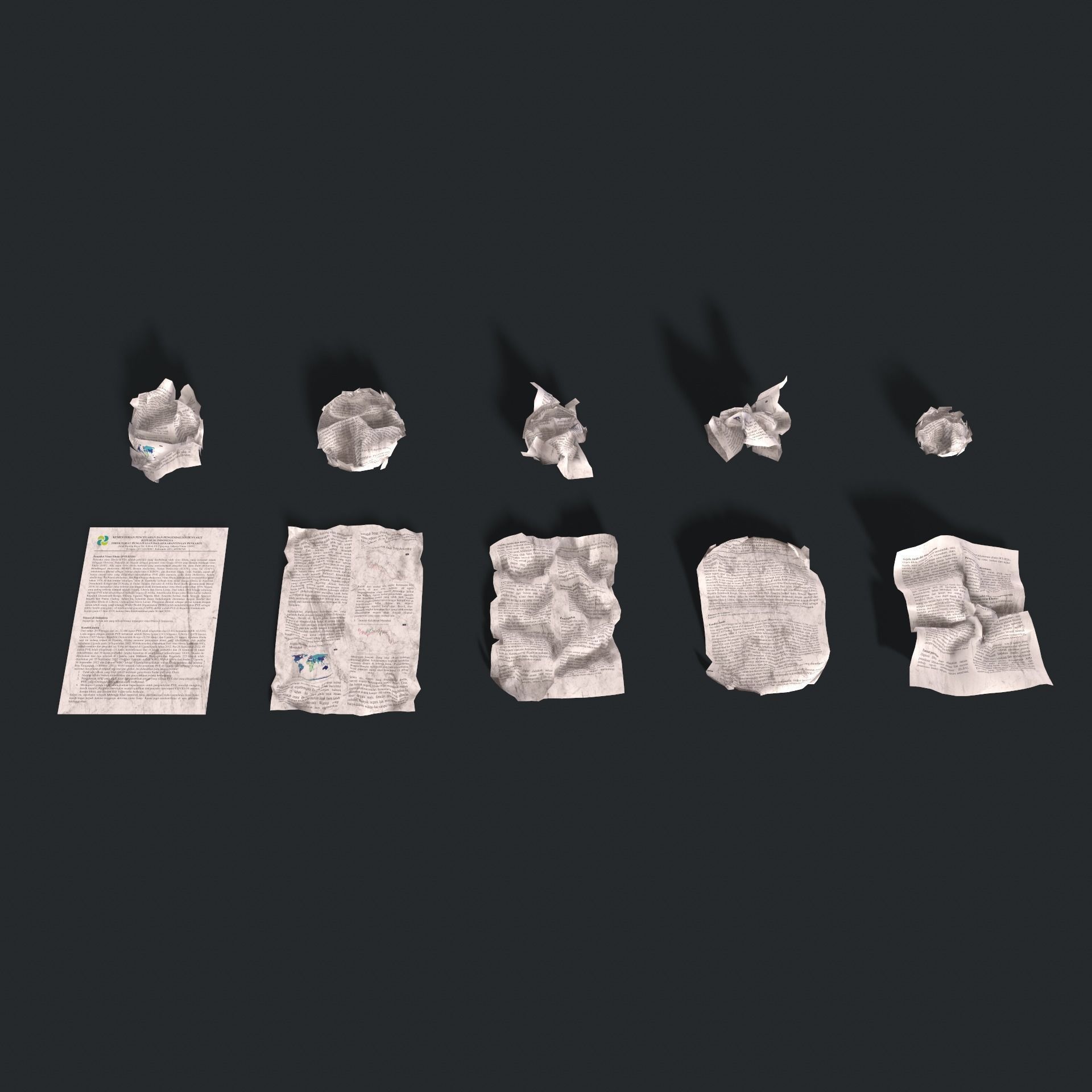 Crumpled paper Low-poly 3D model_23