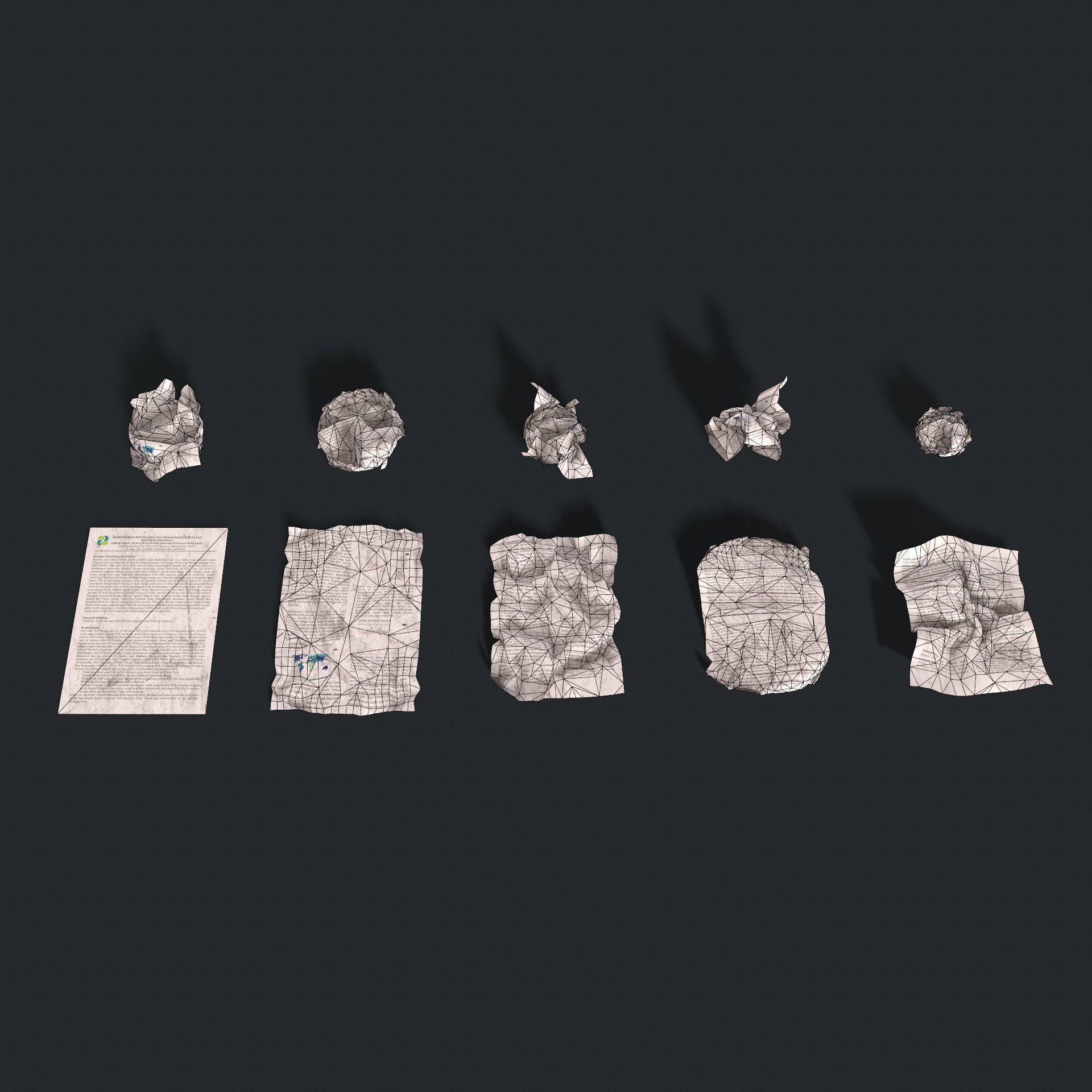 Crumpled paper Low-poly 3D model_24