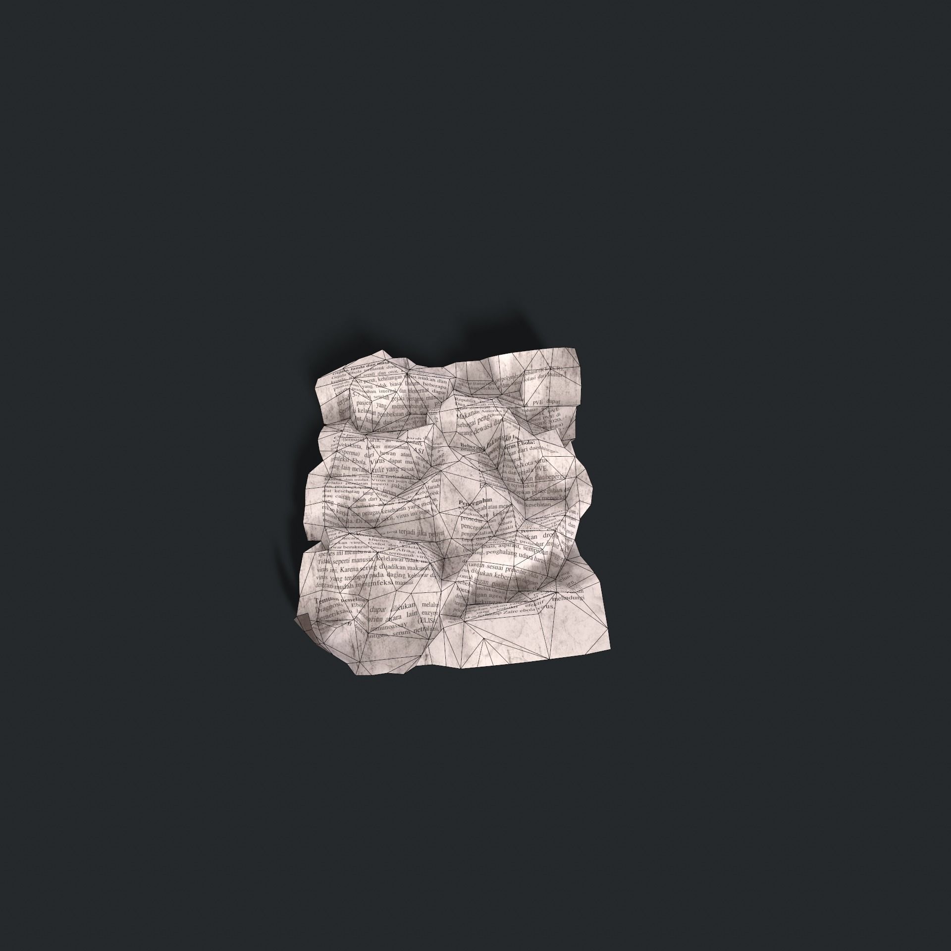 Crumpled paper Low-poly 3D model_8