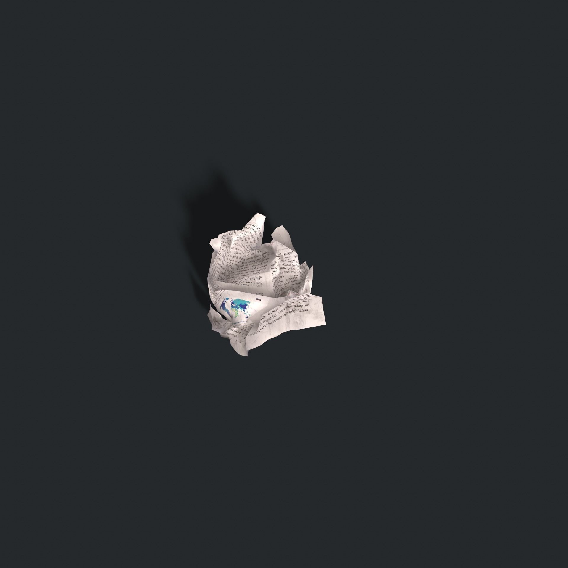 Crumpled paper Low-poly 3D model_13