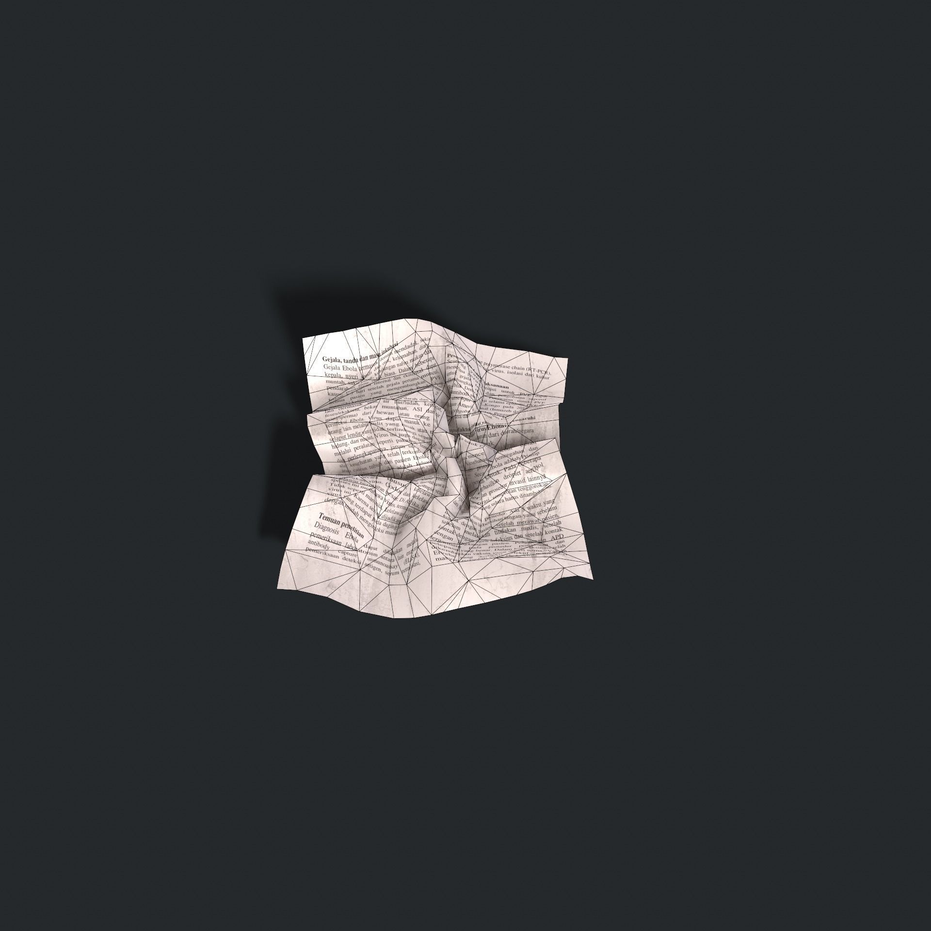 Crumpled paper Low-poly 3D model_12