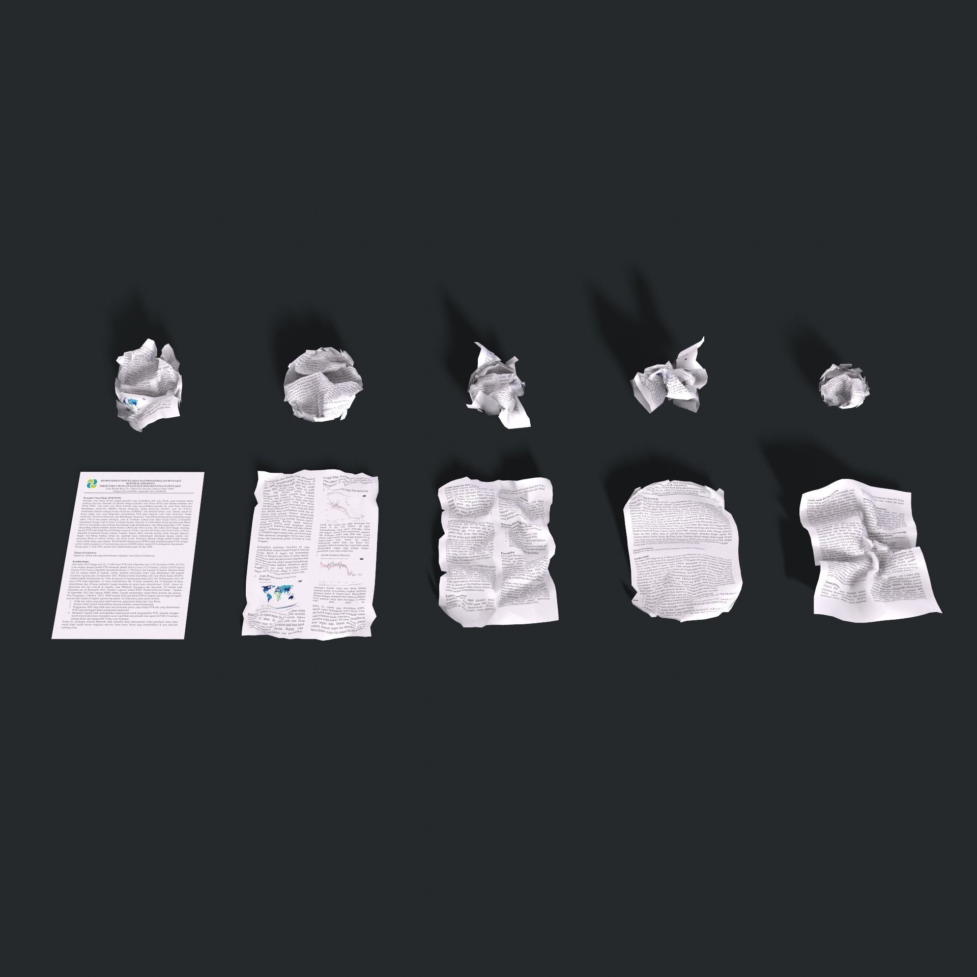Crumpled paper Low-poly 3D model_27