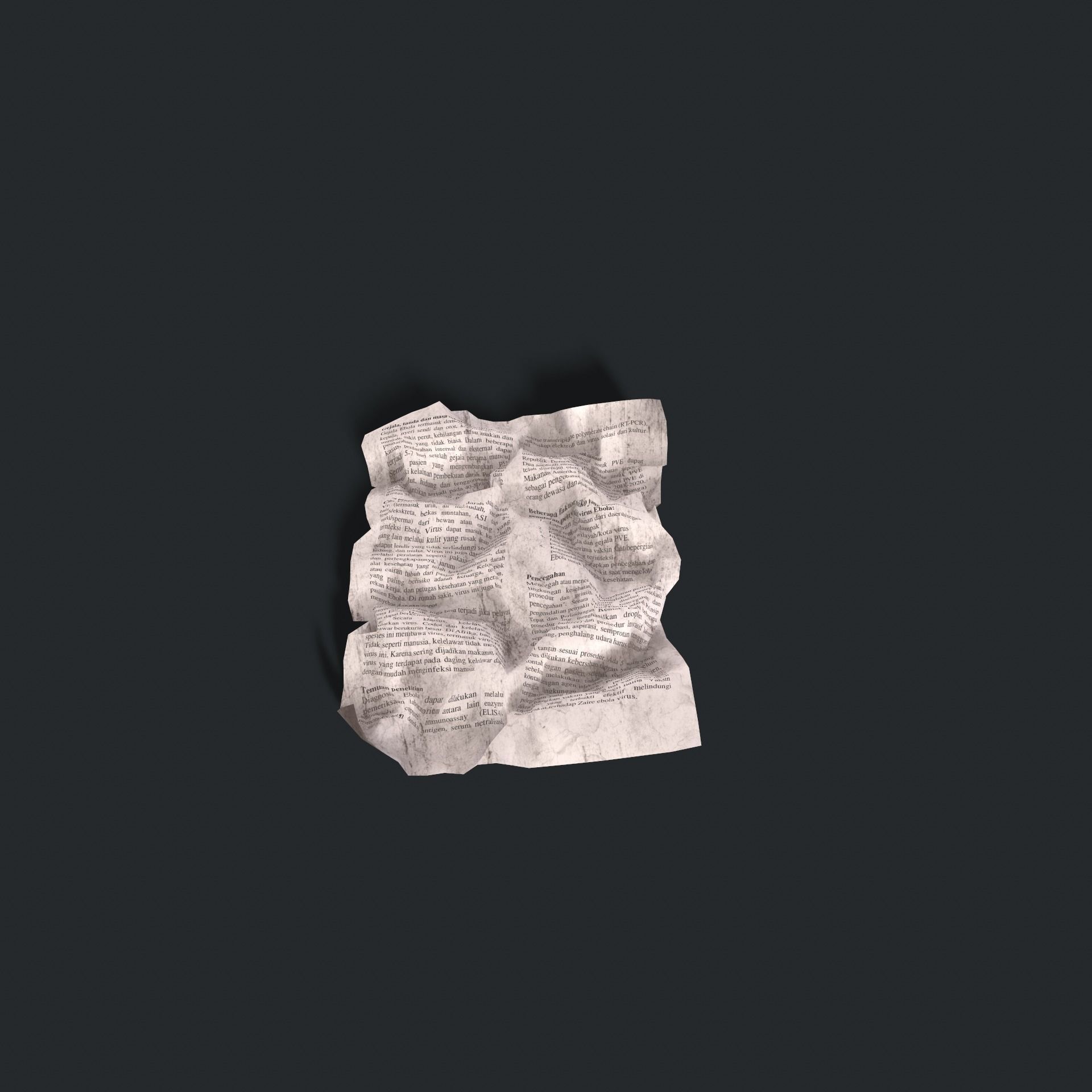 Crumpled paper Low-poly 3D model_7