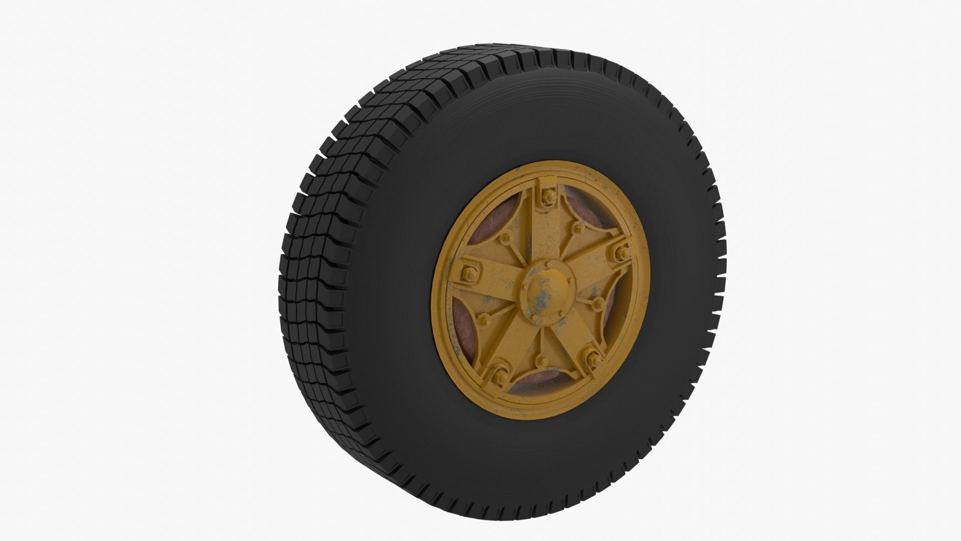 Old truck wheels 3D model_4