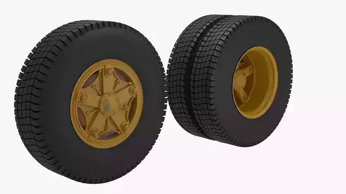 Old truck wheels 3D model Old truck wheels 3D model