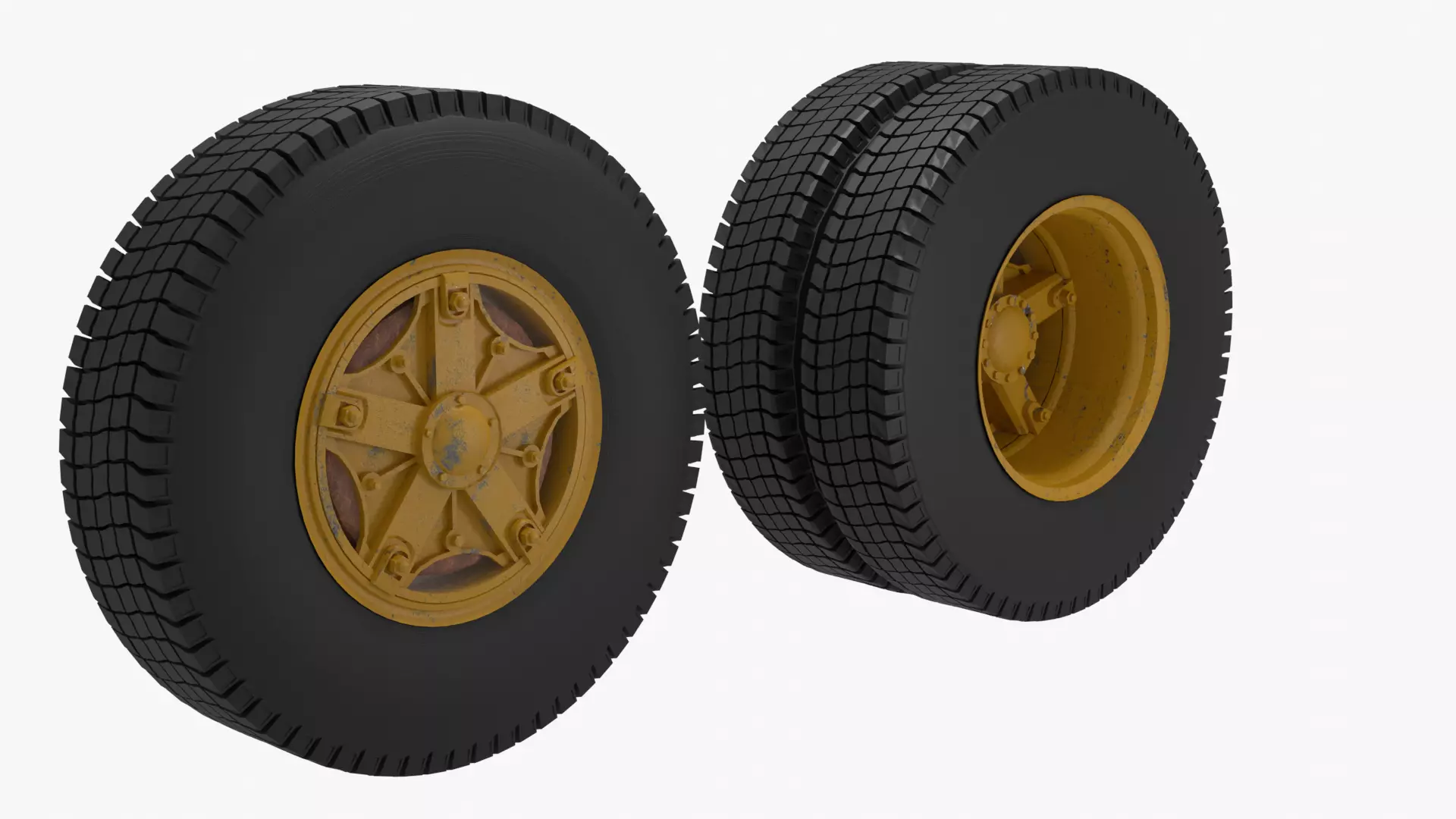 Old truck wheels 3D model_0