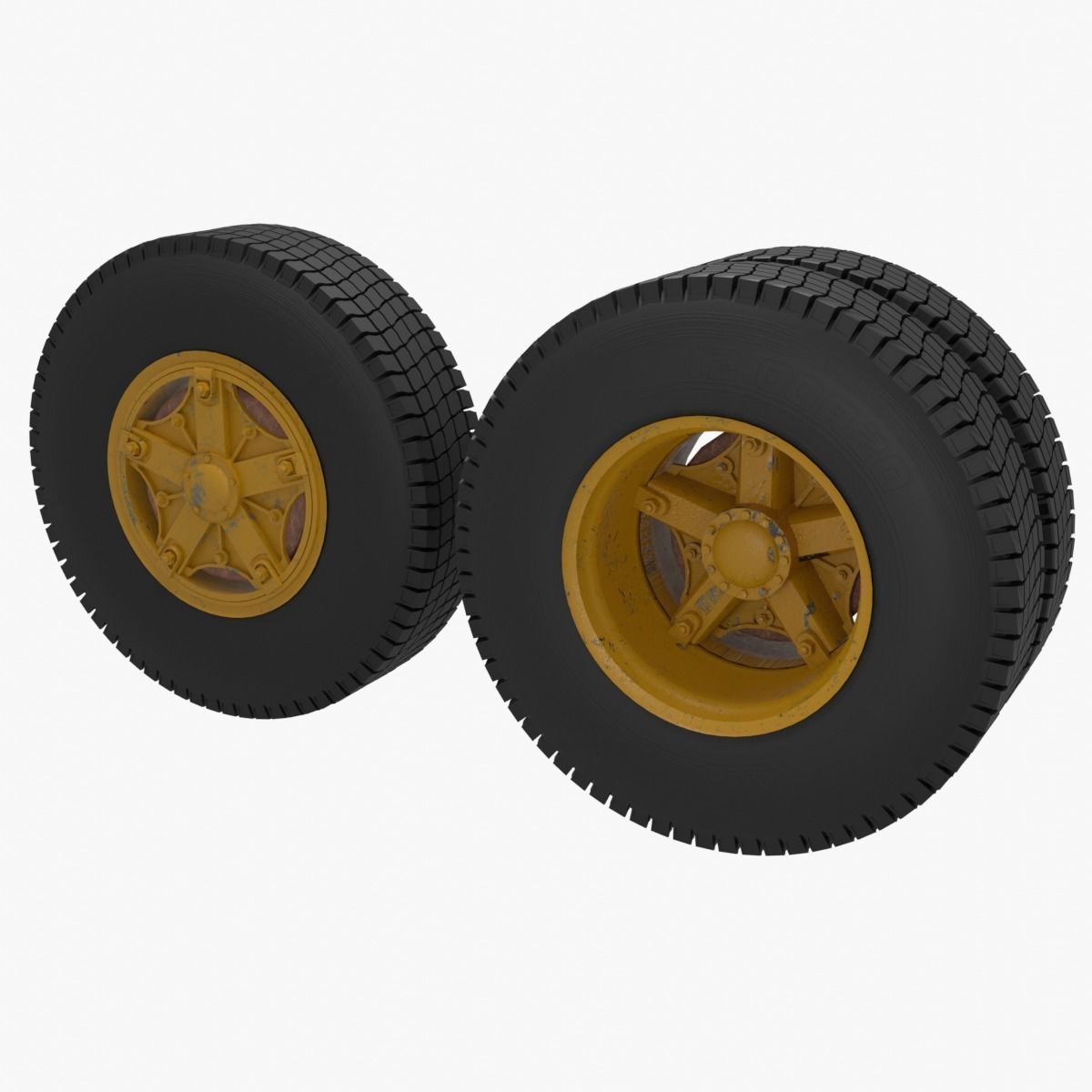 Old truck wheels 3D model_2
