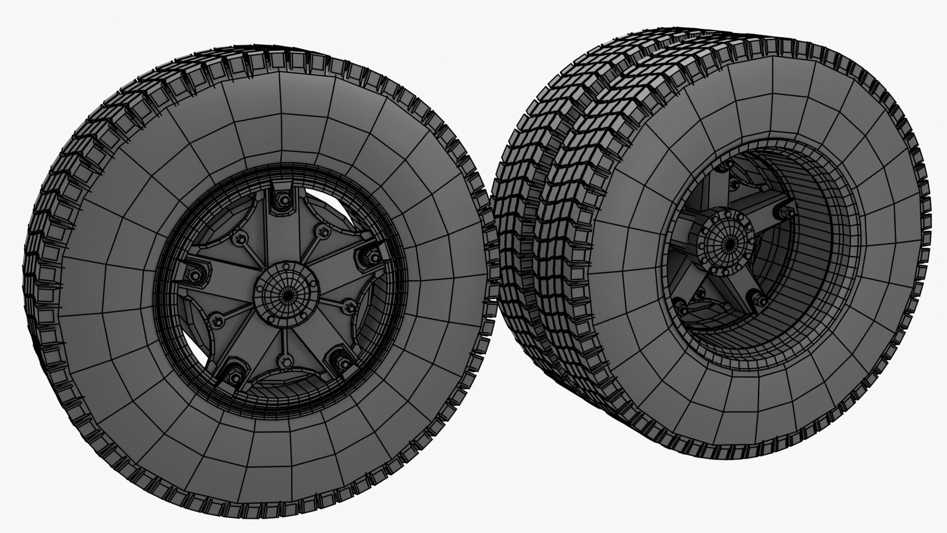 Old truck wheels 3D model_16