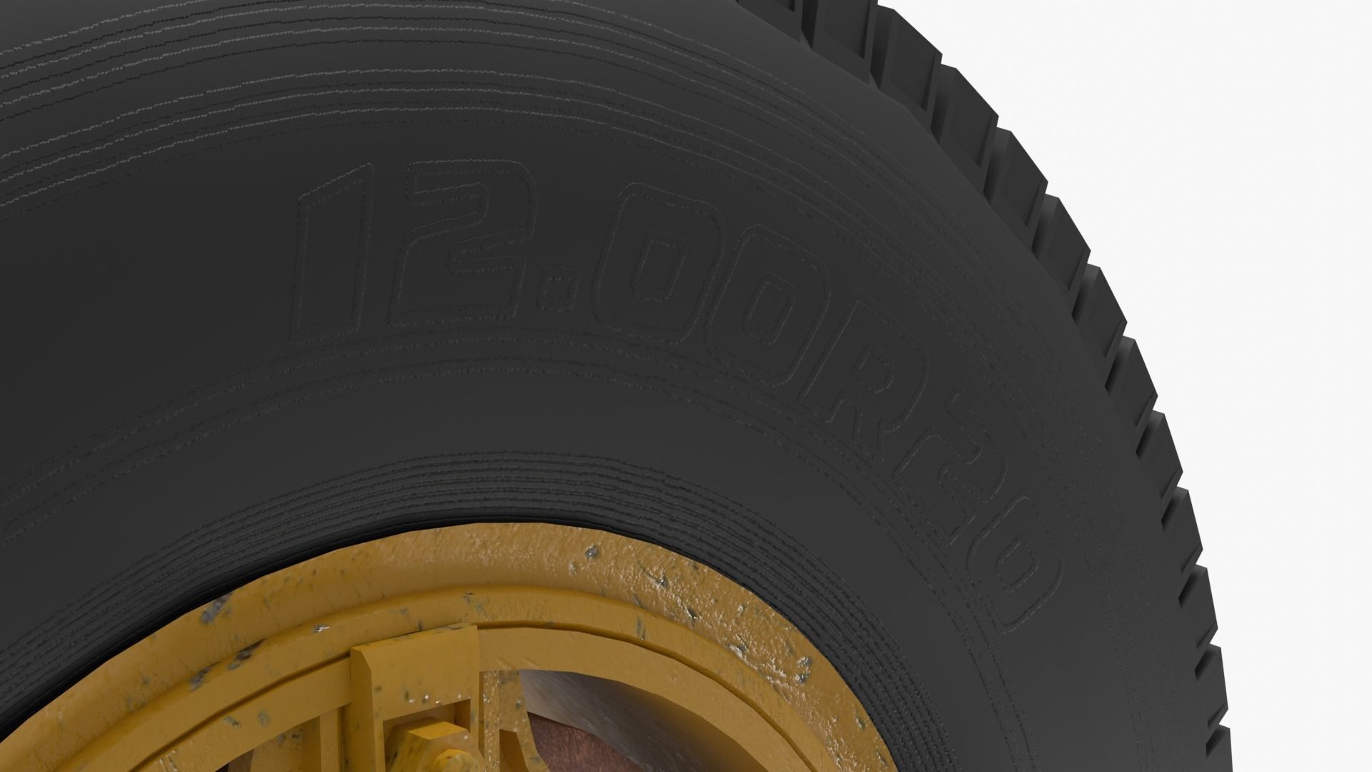 Old truck wheels 3D model_8