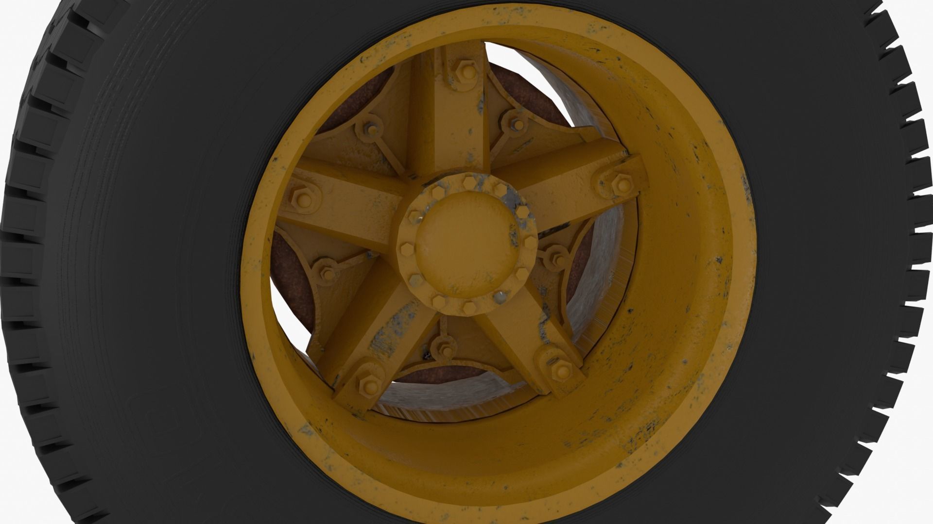 Old truck wheels 3D model_6