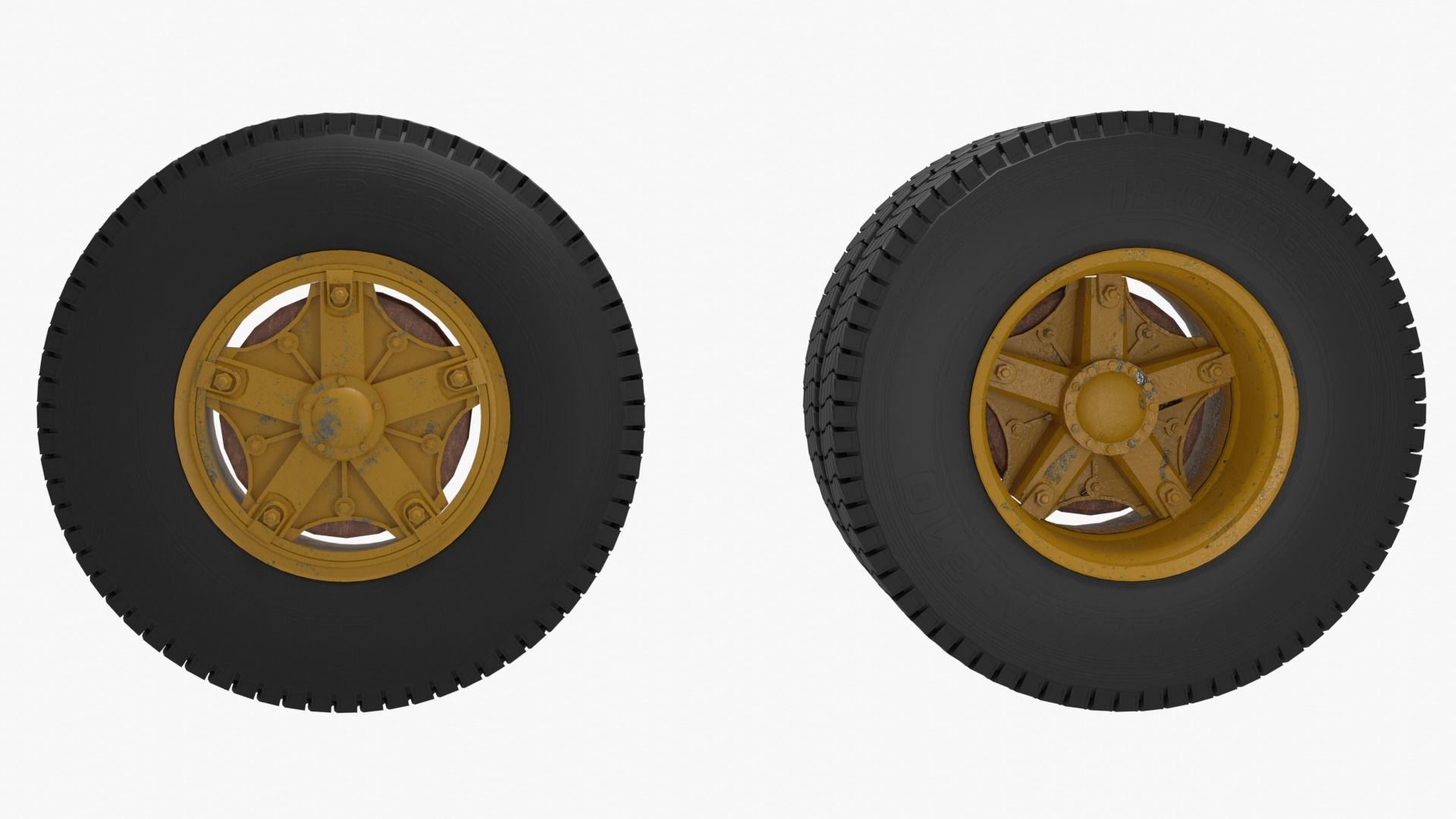 Old truck wheels 3D model_1