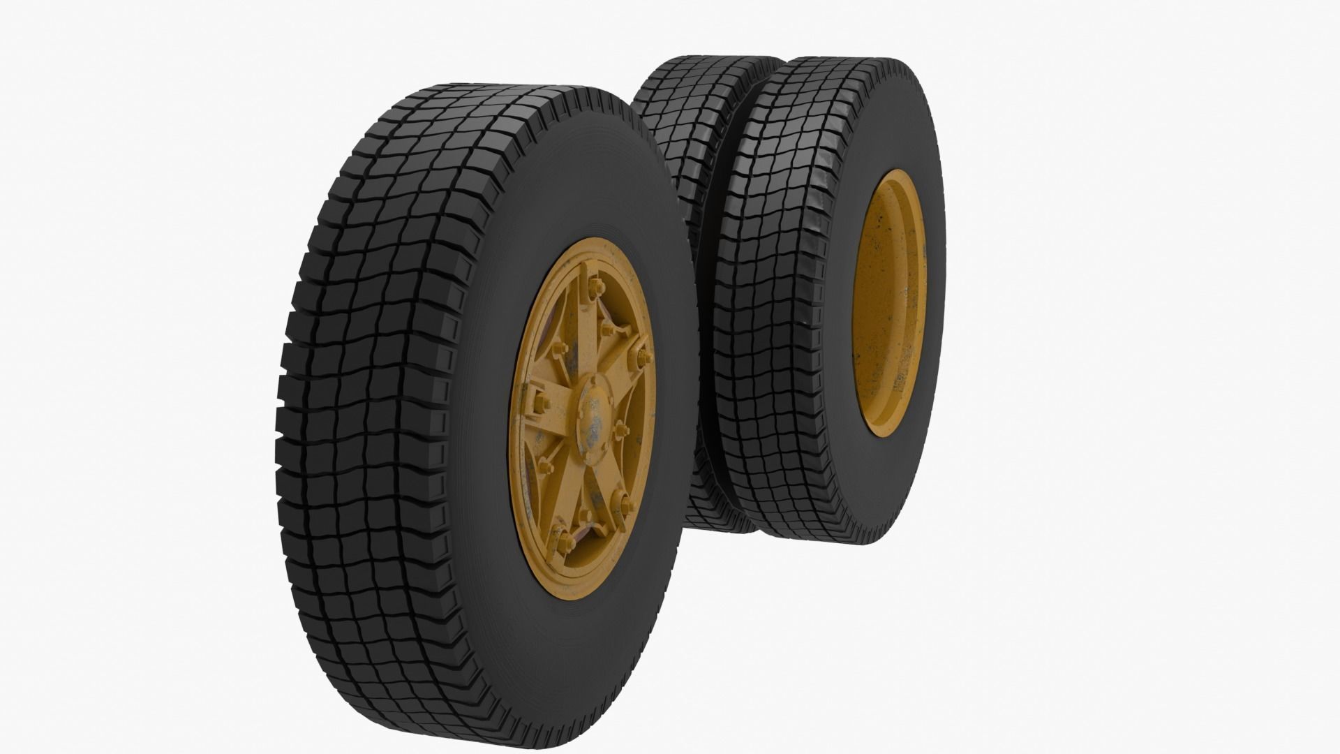 Old truck wheels 3D model_11