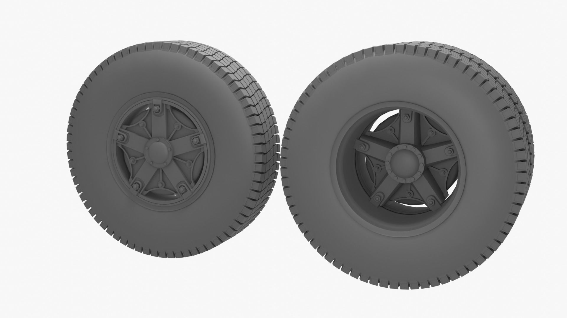 Old truck wheels 3D model_14