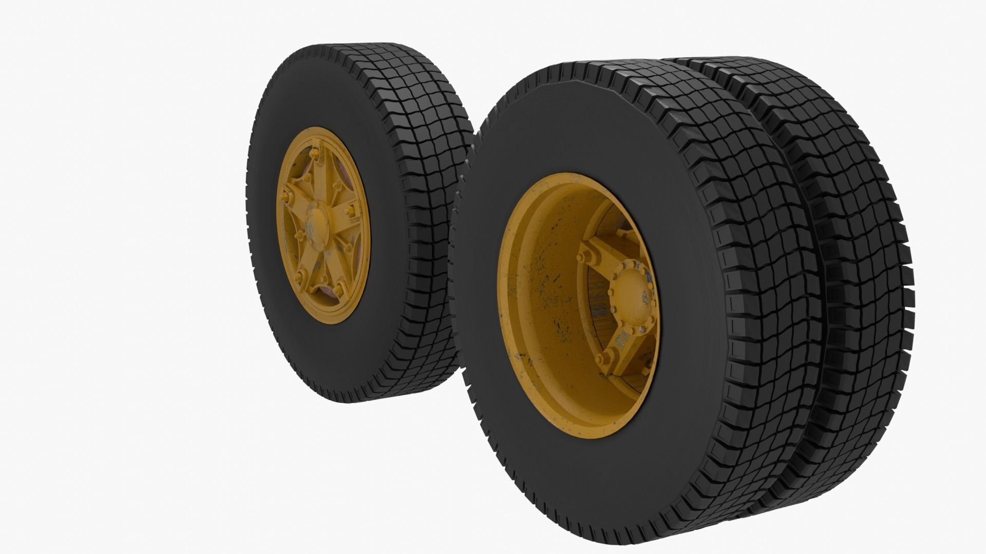 Old truck wheels 3D model_9
