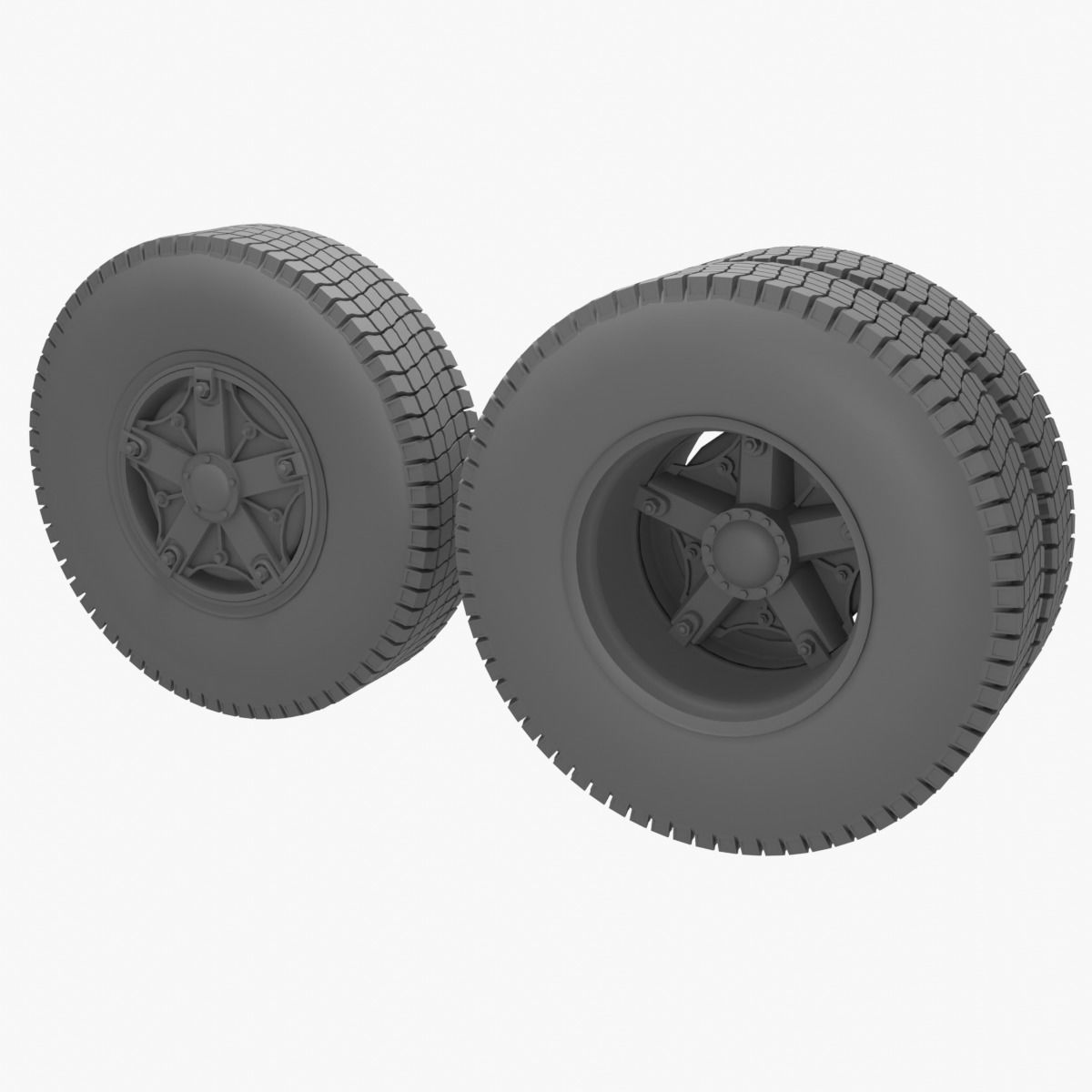 Old truck wheels 3D model_13