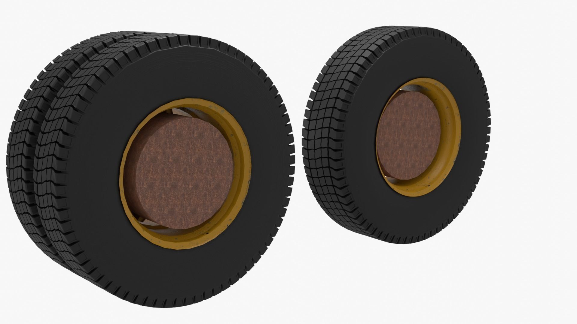 Old truck wheels 3D model_12