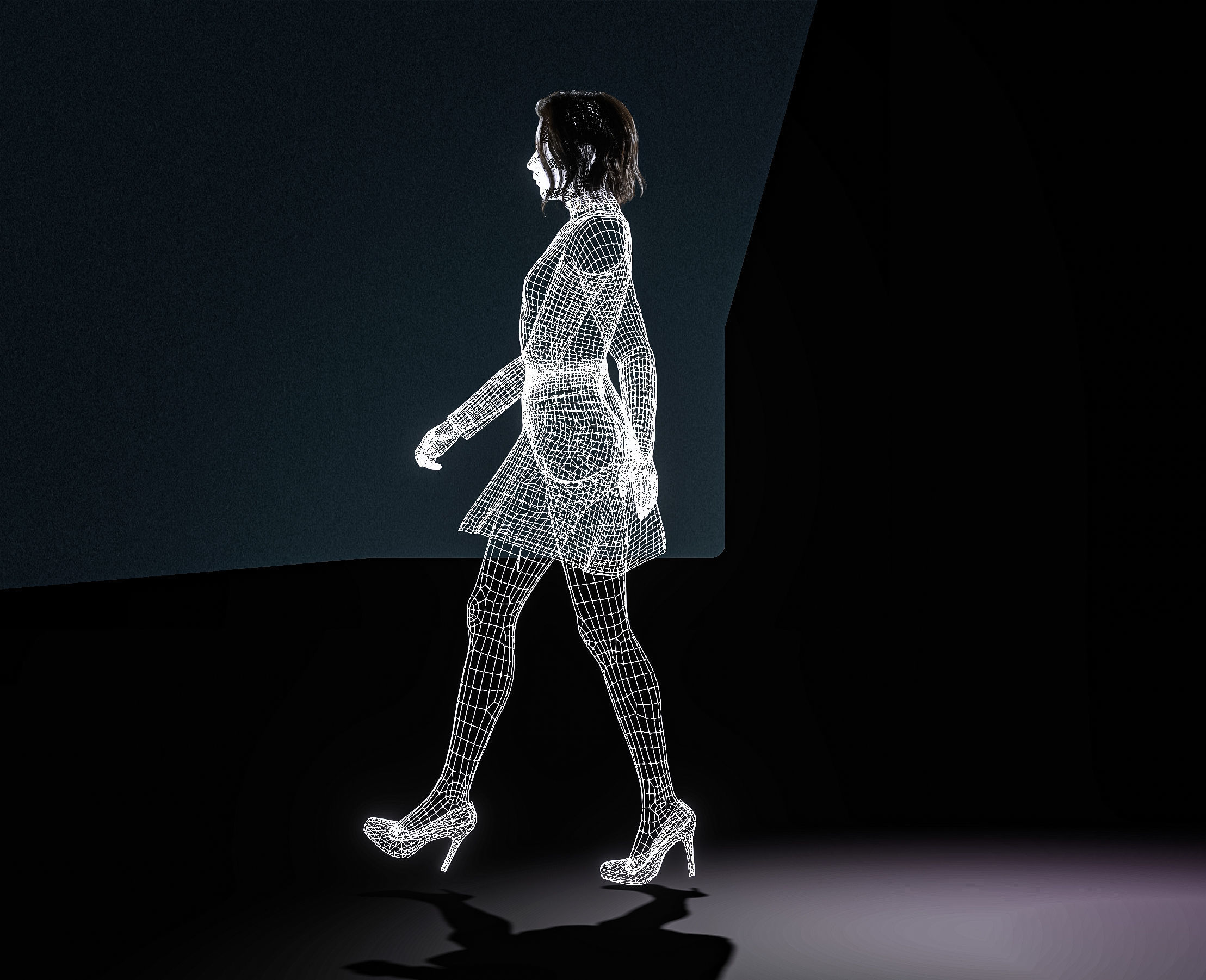 High Quality Realistic Woman Brown Skirt Low-poly 3D model_17