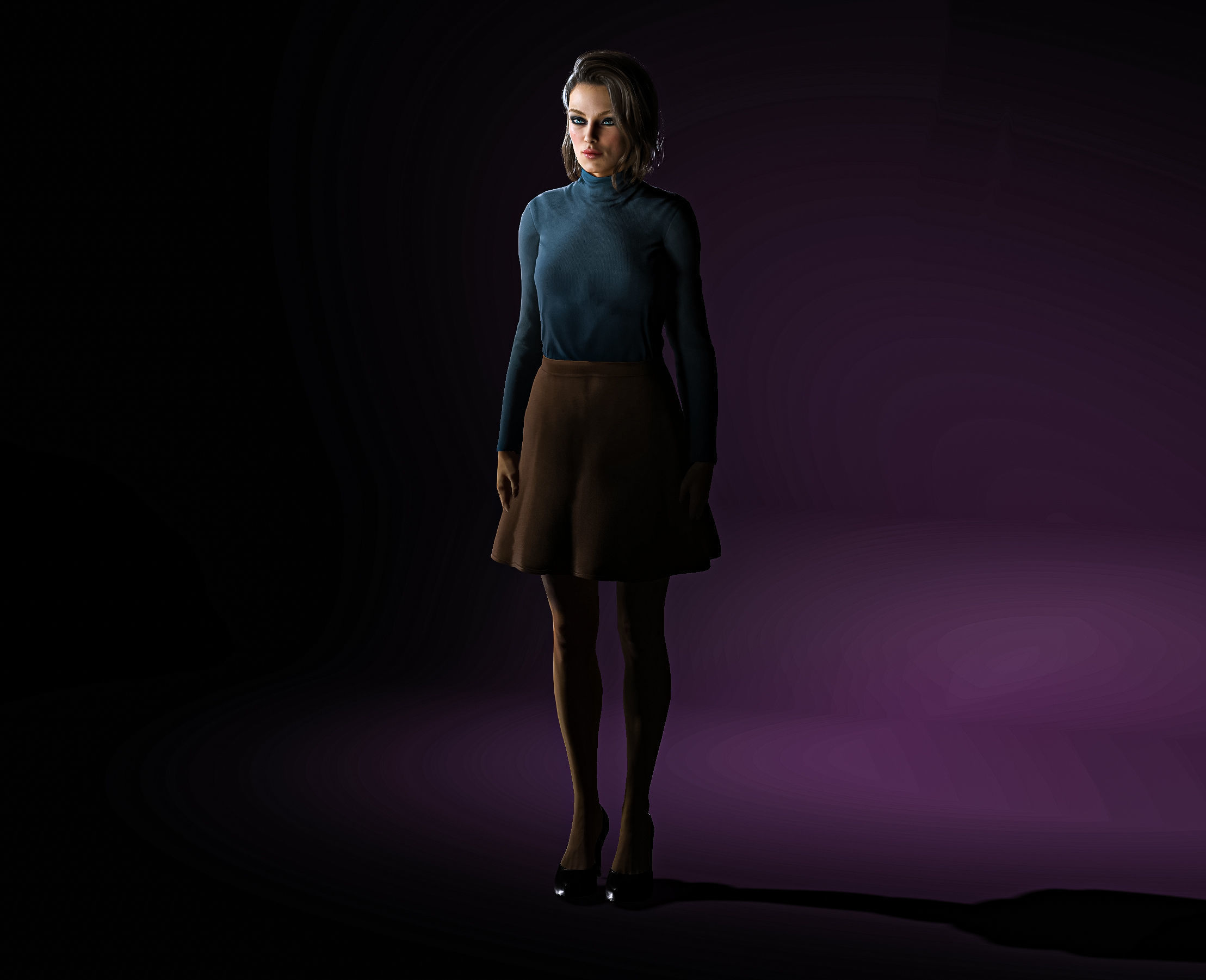 High Quality Realistic Woman Brown Skirt Low-poly 3D model_2