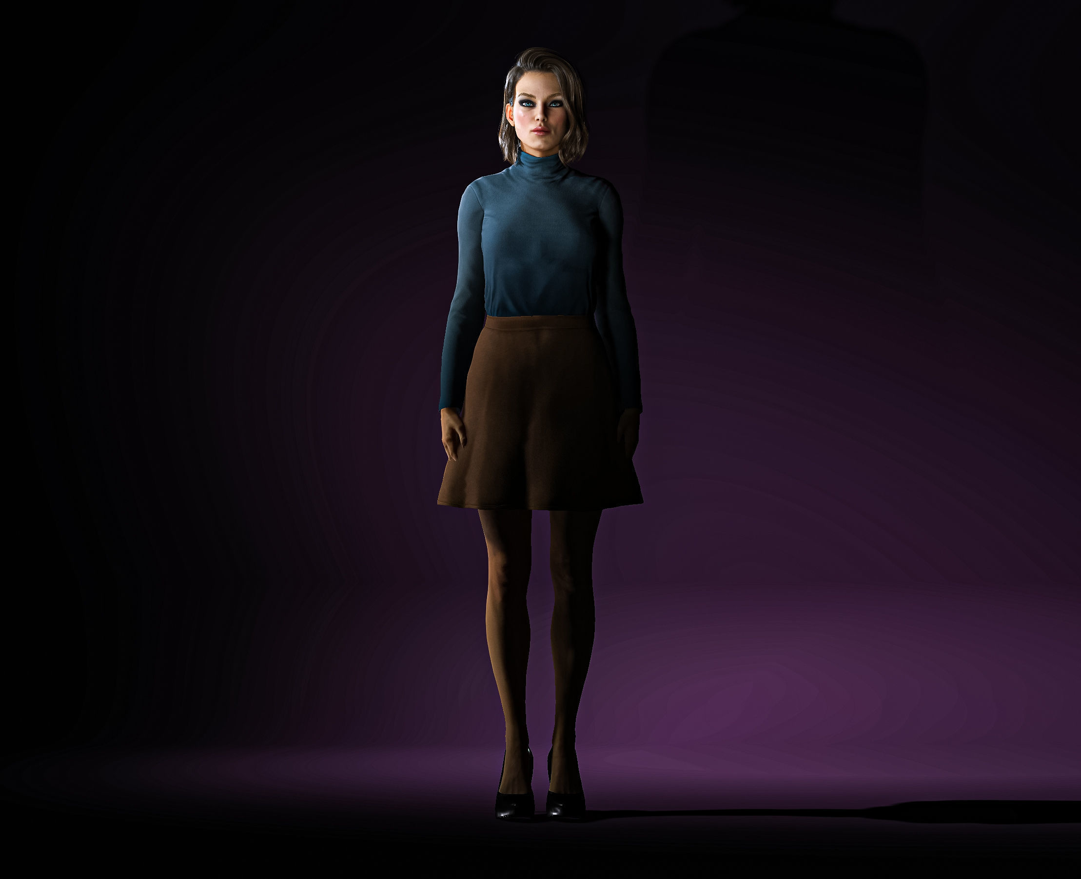 High Quality Realistic Woman Brown Skirt Low-poly 3D model_3