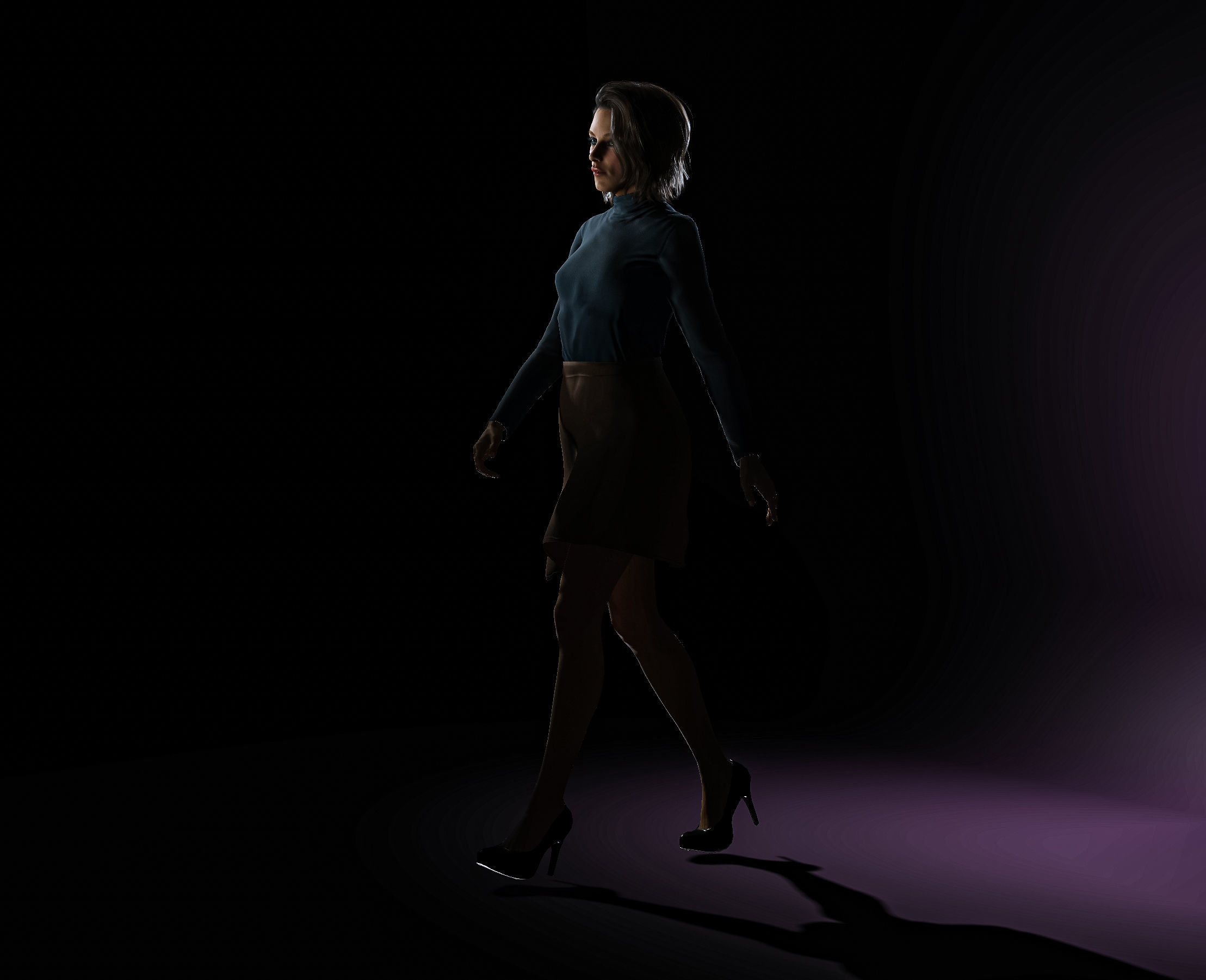 High Quality Realistic Woman Brown Skirt Low-poly 3D model_9