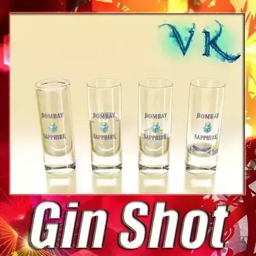 Realistic Gin Shot Glass 3D model