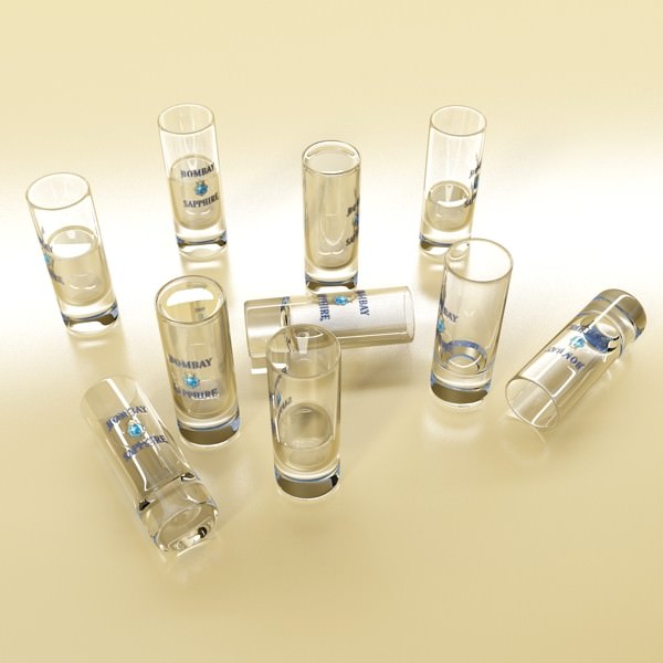 Realistic Gin Shot Glass 3D model_7