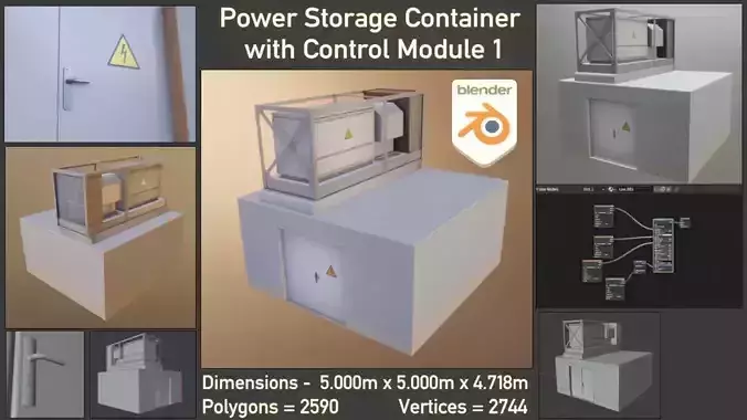 Power Storage Container with Control Module 1  Low-poly 3D model