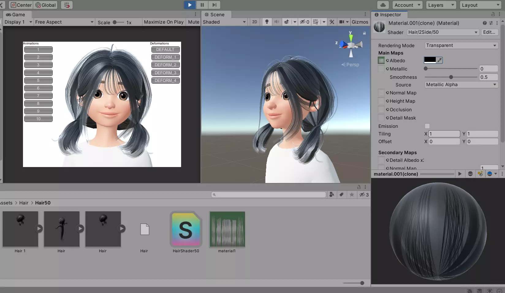 Hair Twin Tails Unity Prefab Zepeto 3D Item Low-poly 3D model