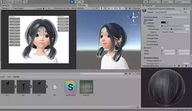 Hair Twin Tails Unity Prefab Zepeto 3D Item Low-poly 3D model
